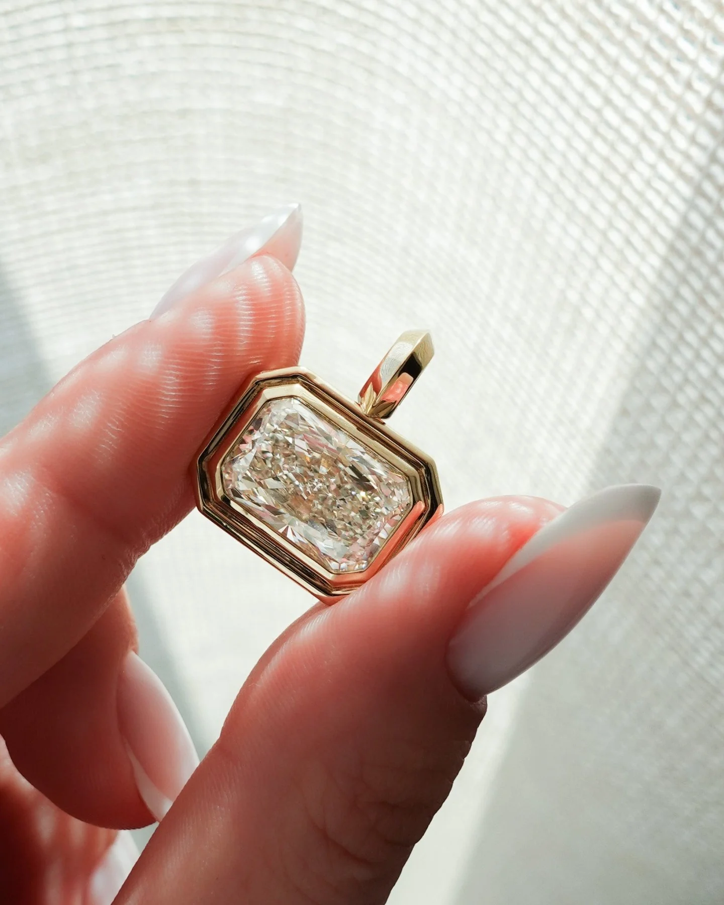 Double Bezel East West Attachable Pendant with 7.00ct Lab Grown Elongated Radiant Cut Diamond - Image 3