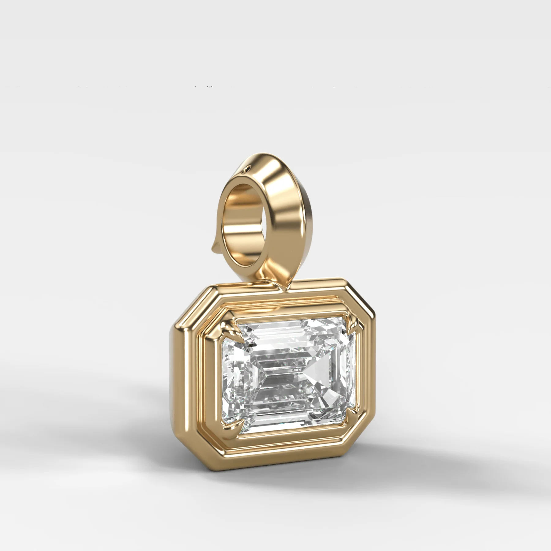 Double Bezel East West Emerald Attachable Diamond Pendant - Image 2