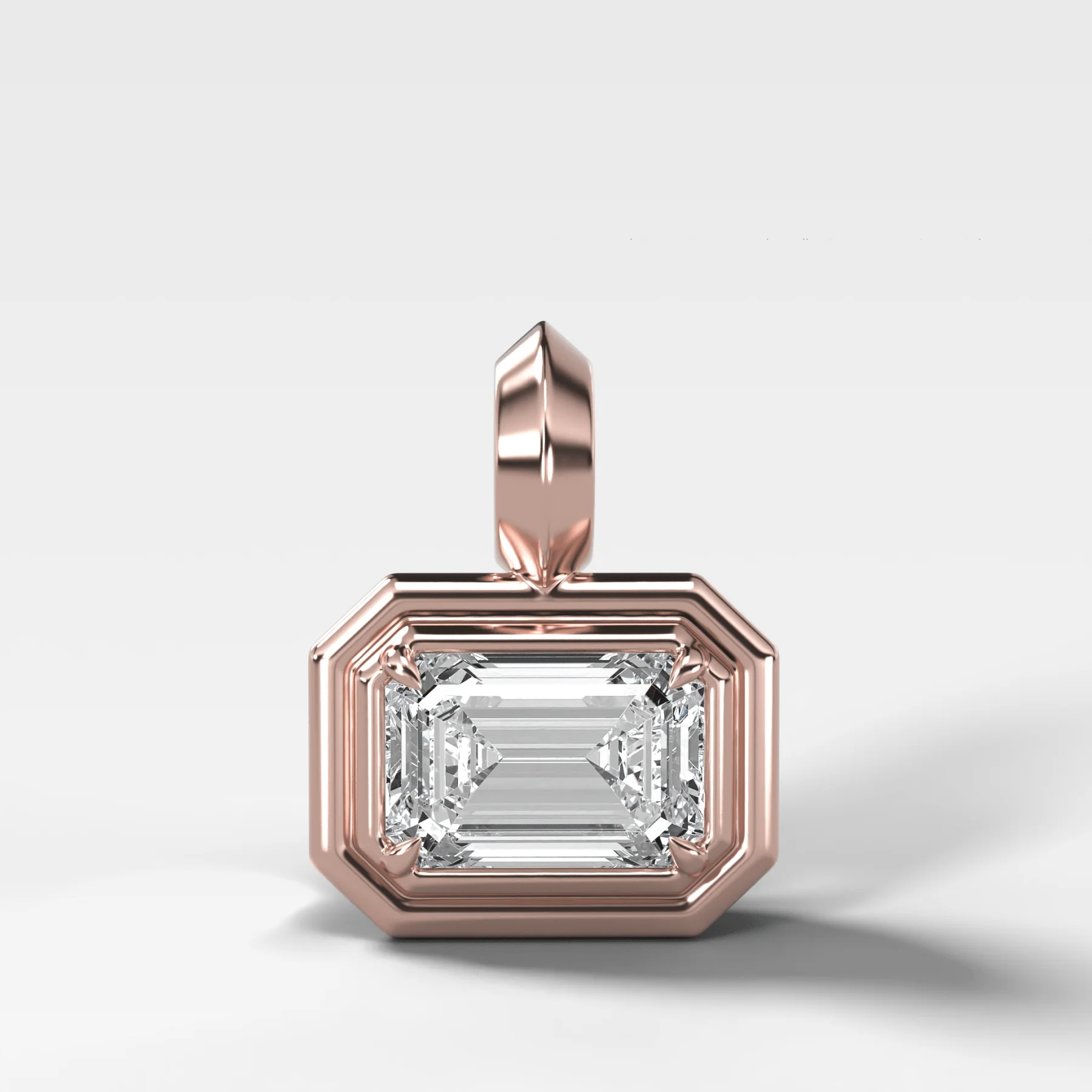 Double Bezel East West Emerald Attachable Diamond Pendant - Image 4