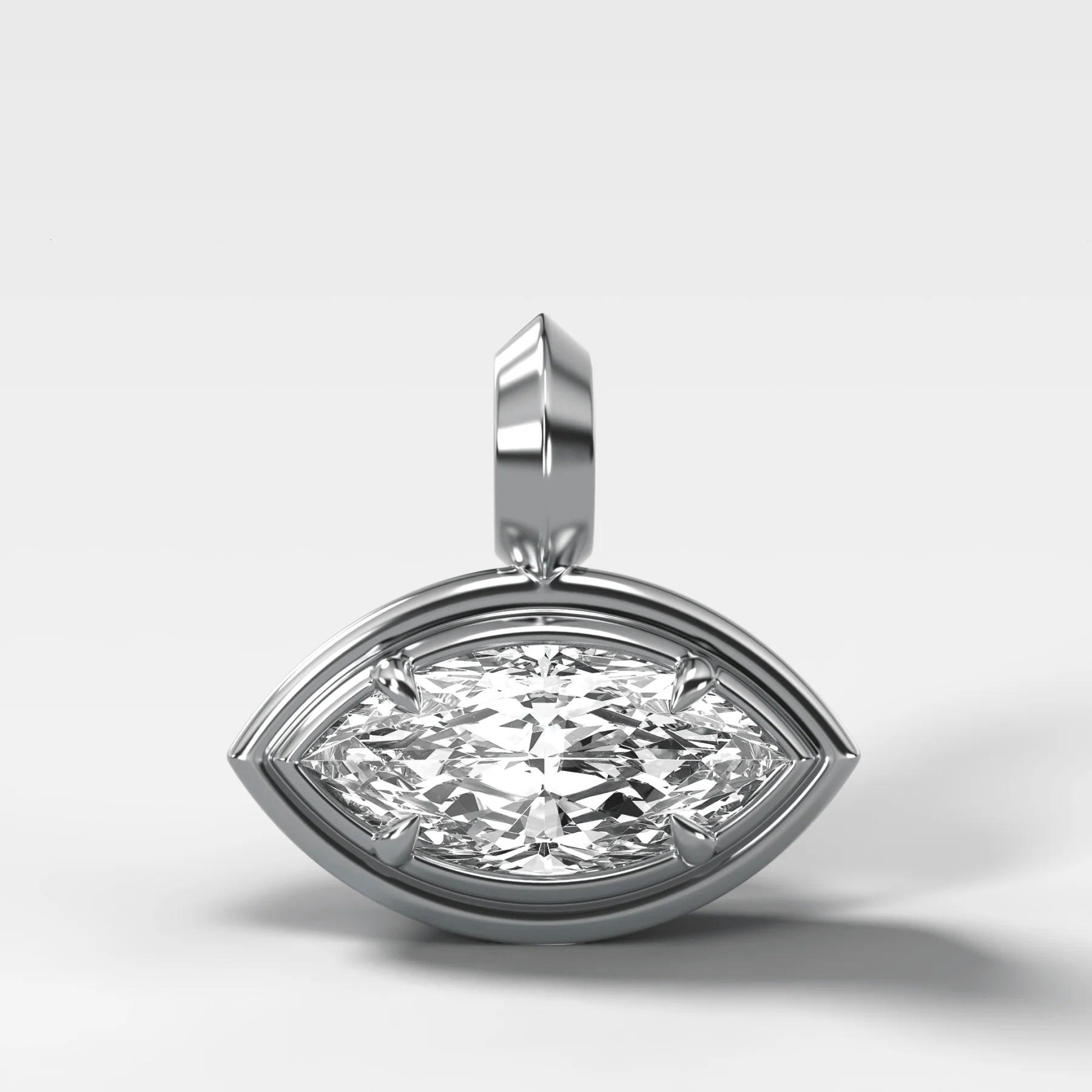 Double Bezel East West Marquise Attachable Diamond Pendant - Image 3