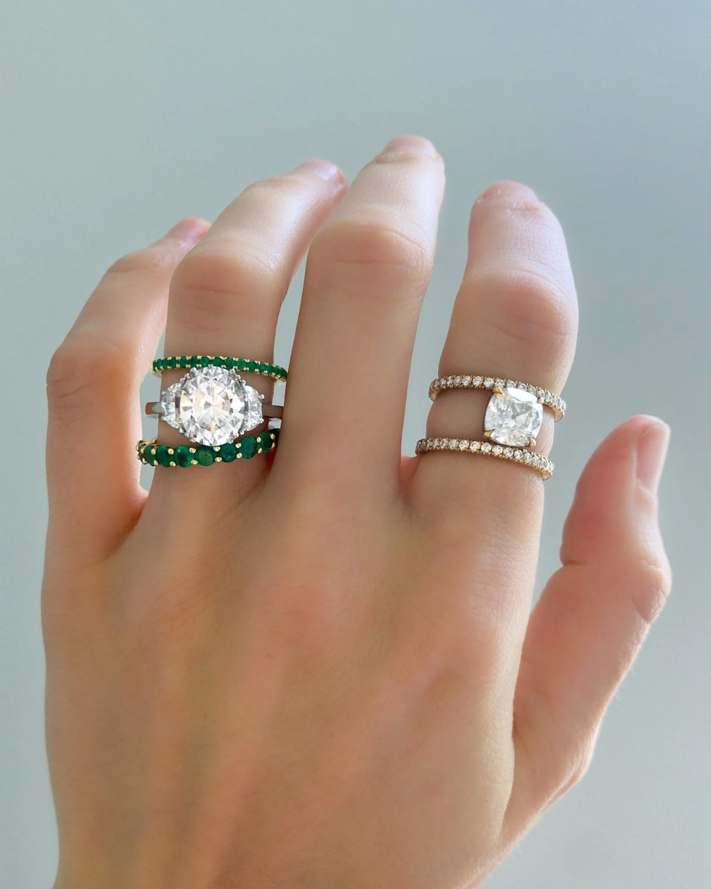 Double Row Gap Engagement Ring With Old Mine Cut Diamond - Image 6
