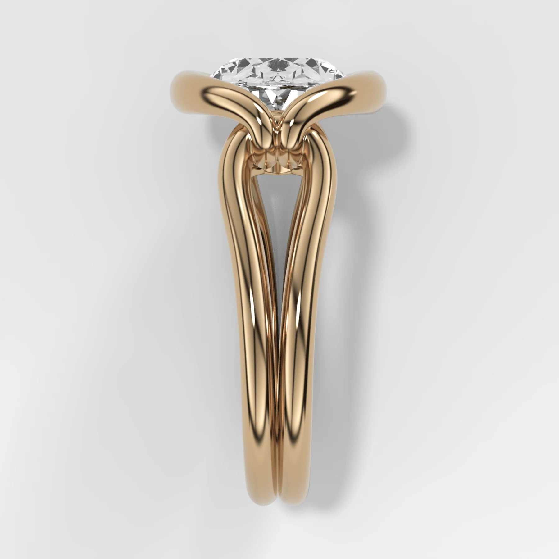 Dual Lasso Engagement Ring with East West Oval Cut Diamond - Image 2