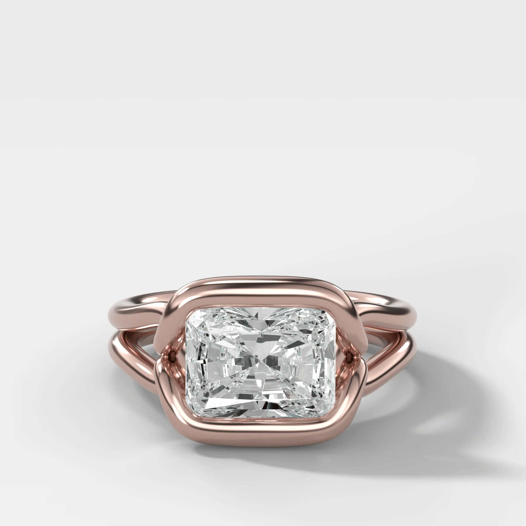 Dual Lasso Engagement Ring with East West Elongated Radiant Cut Diamond - Image 5
