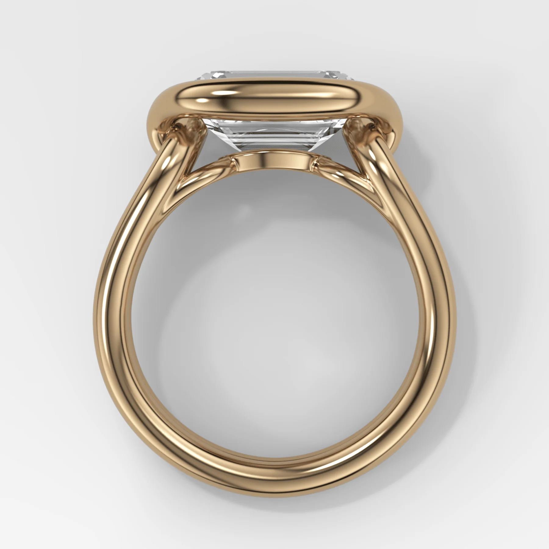 Dual Lasso Engagement Ring with East West Emerald Cut Diamond - Image 3
