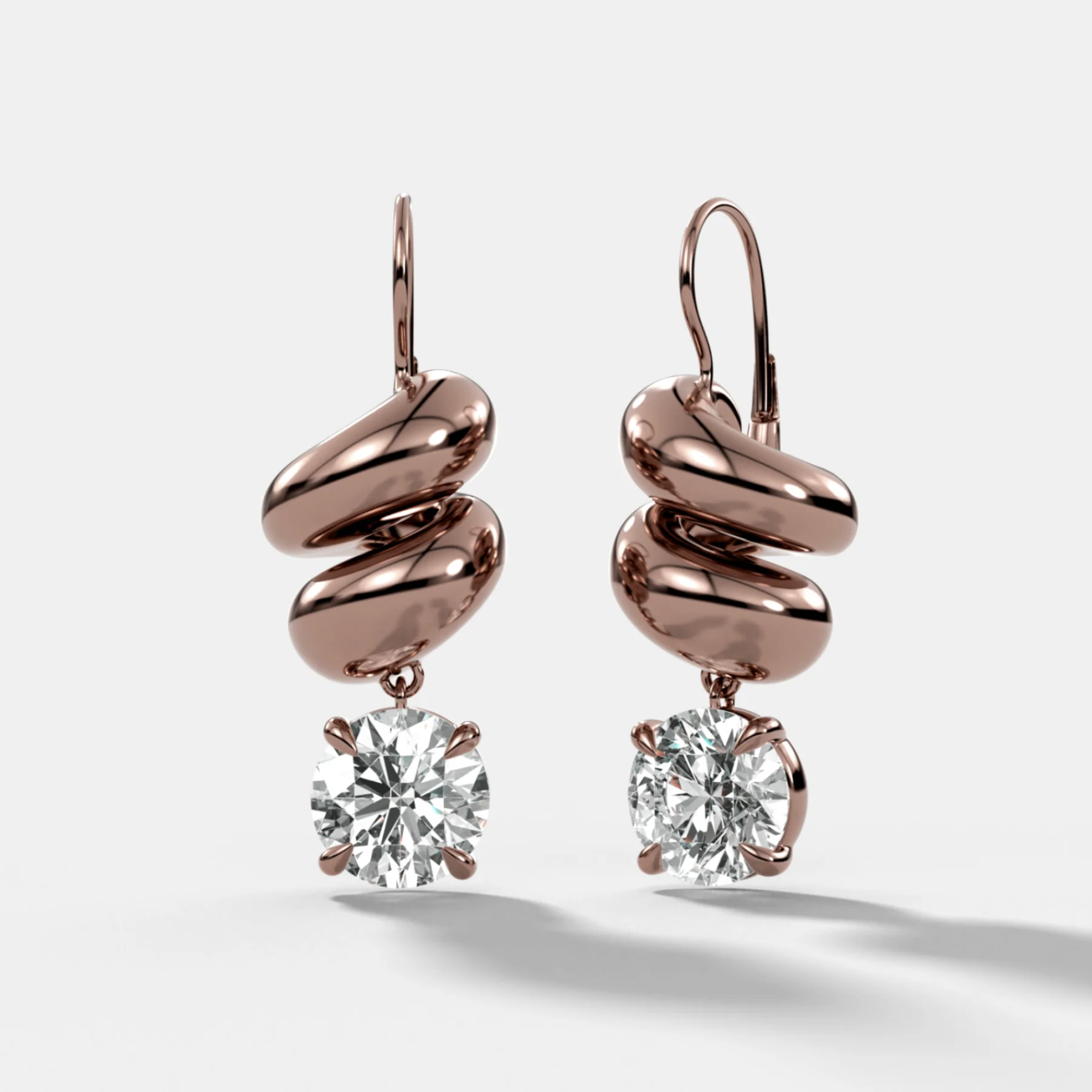 Dual Wrap Drop Earrings with Round Cut Diamonds - Image 3