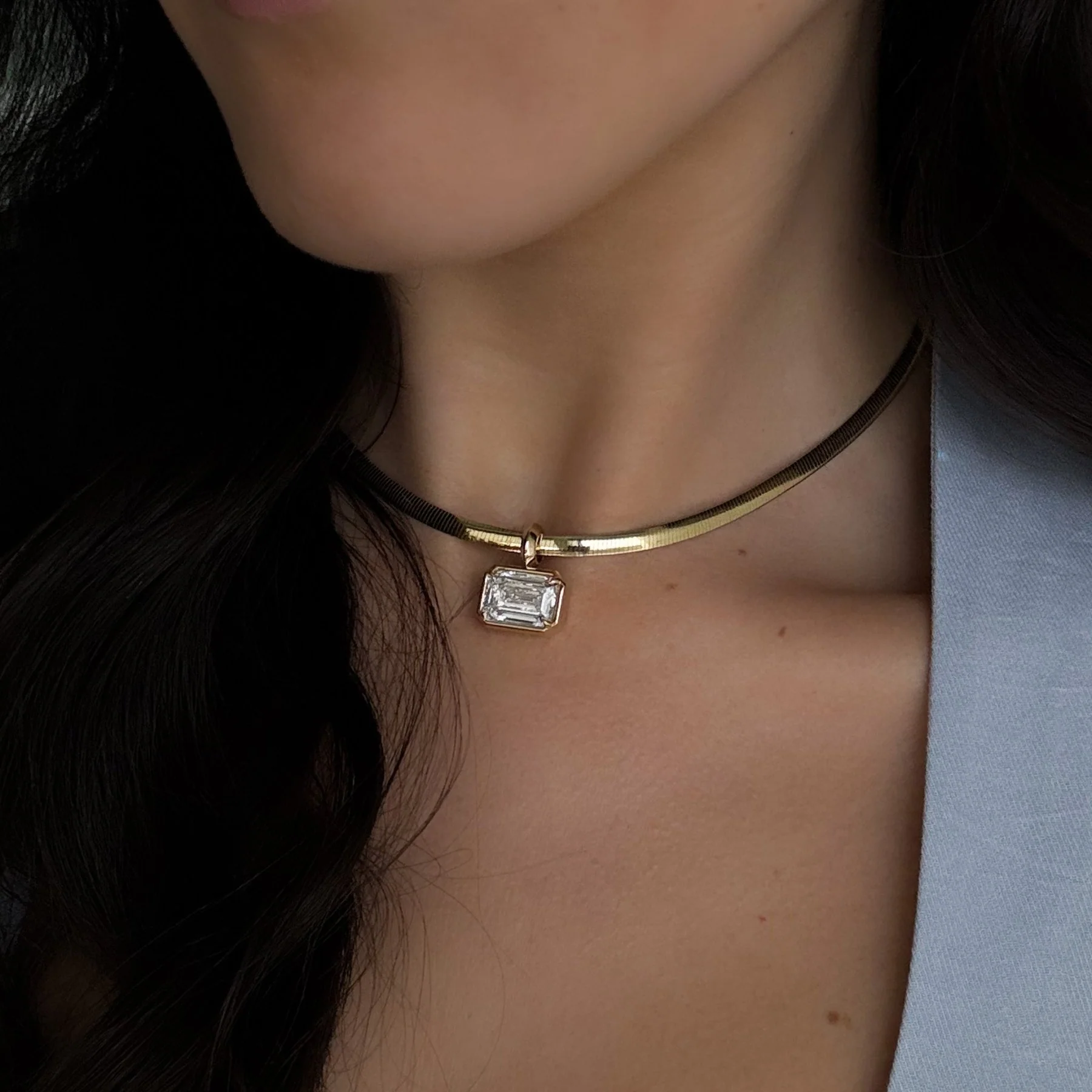 East West Club Emerald Attachable Diamond Pendant - Image 3