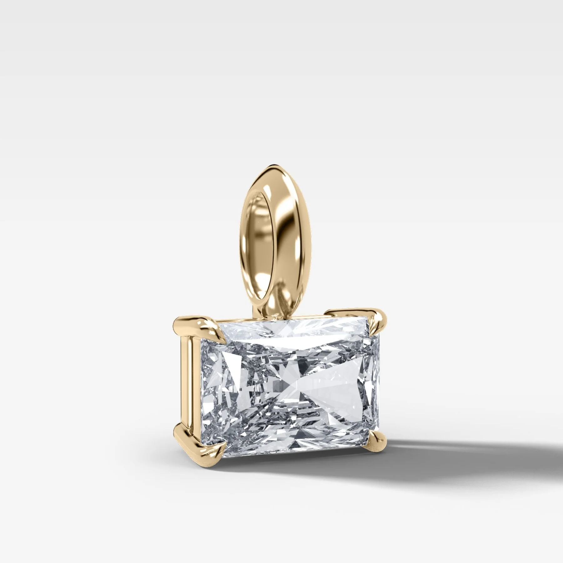 Classic East West Elongated Radiant Attachable Diamond Pendant - Image 2