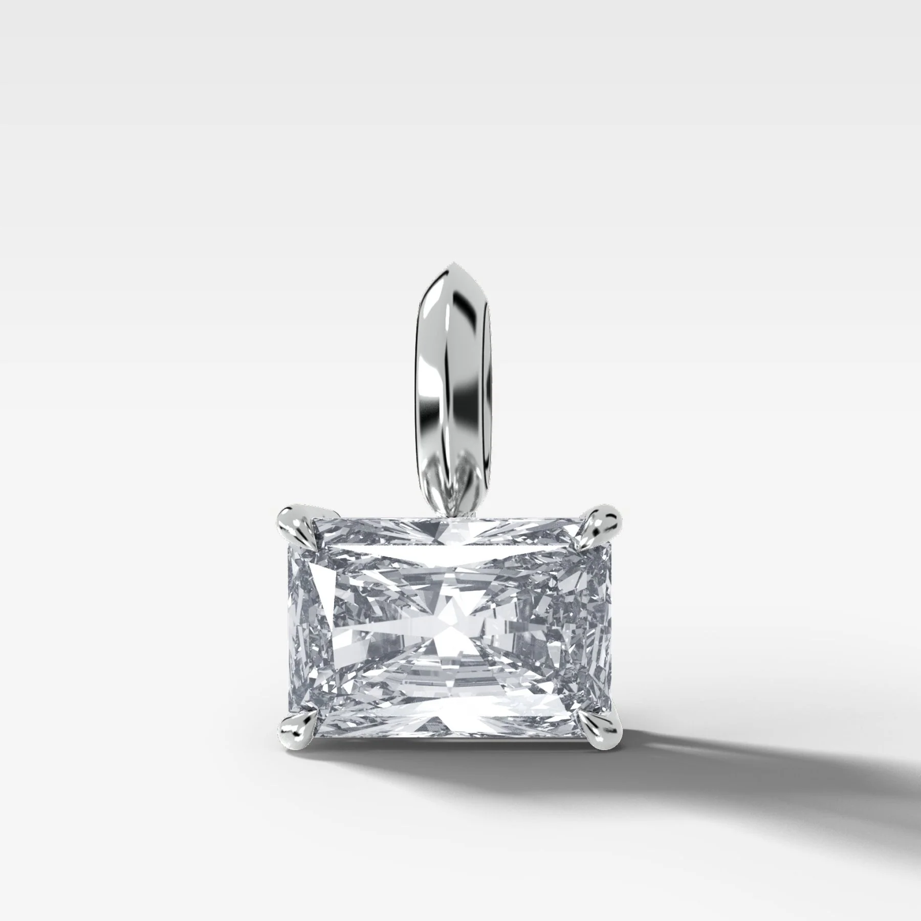 Classic East West Elongated Radiant Attachable Diamond Pendant - Image 3