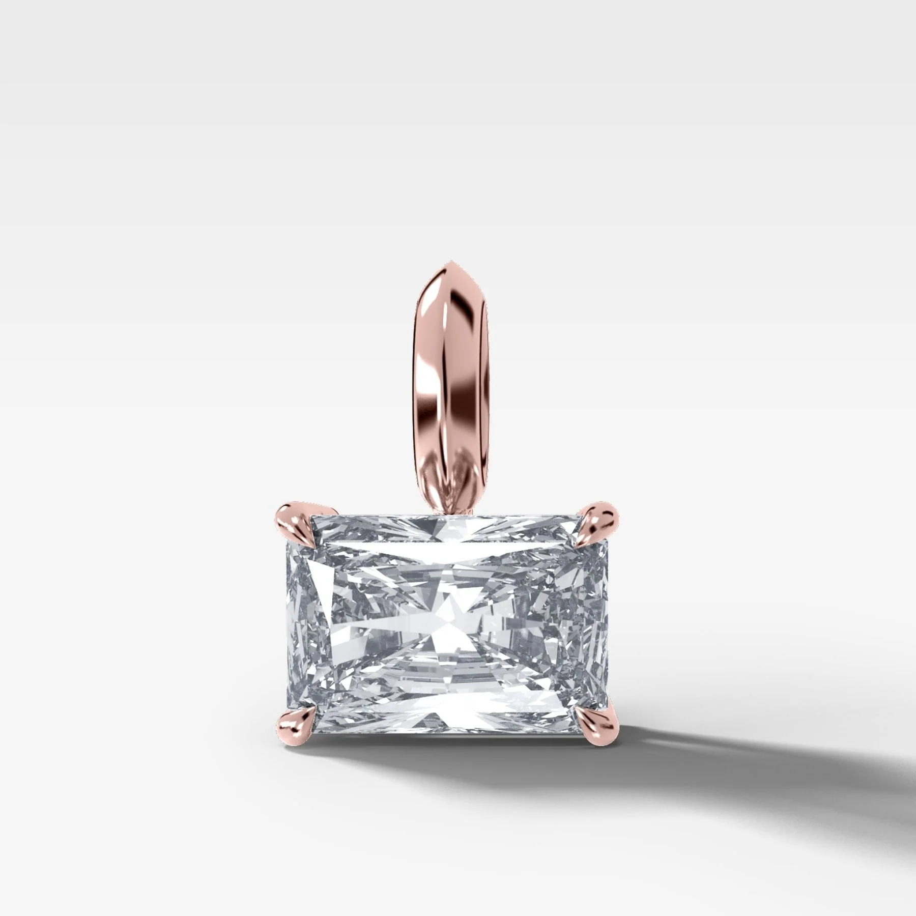 Classic East West Elongated Radiant Attachable Diamond Pendant - Image 4