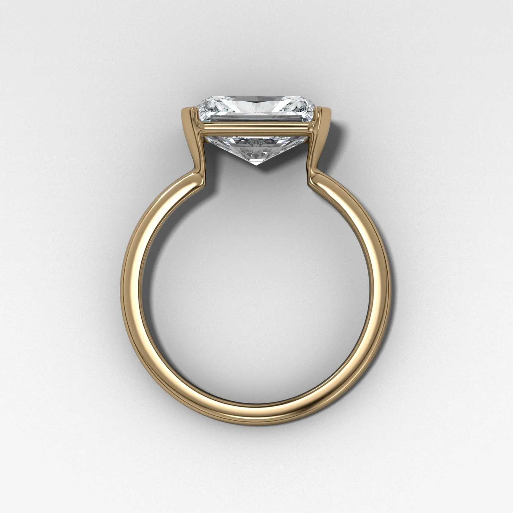 East West Half Bezel Solitaire Engagement Ring With 4.07ct Radiant Cut Lab Grown Diamond - Image 3