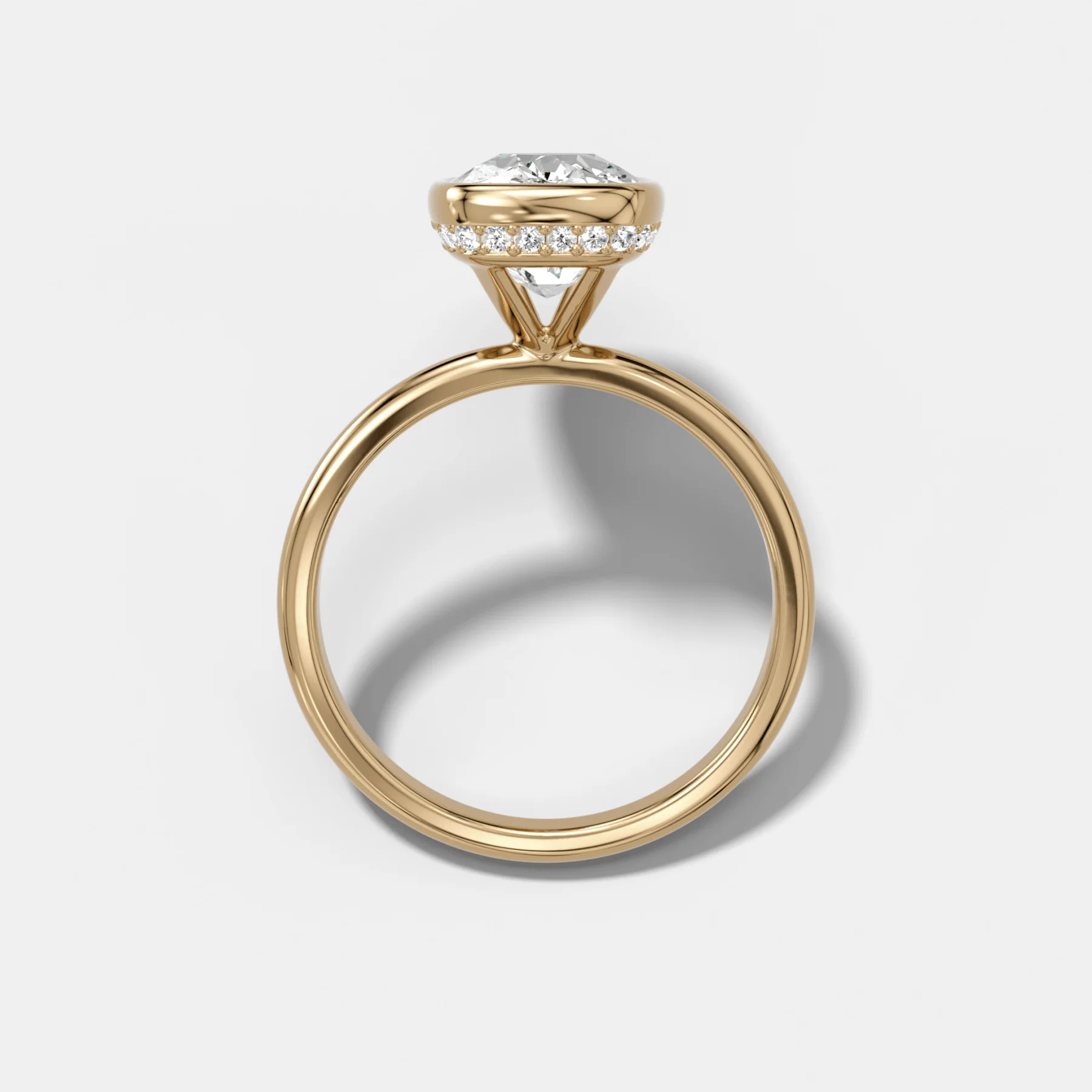 Penumbra Bezel Hidden Halo Engagement Ring with Elongated Cushion Cut - Image 2