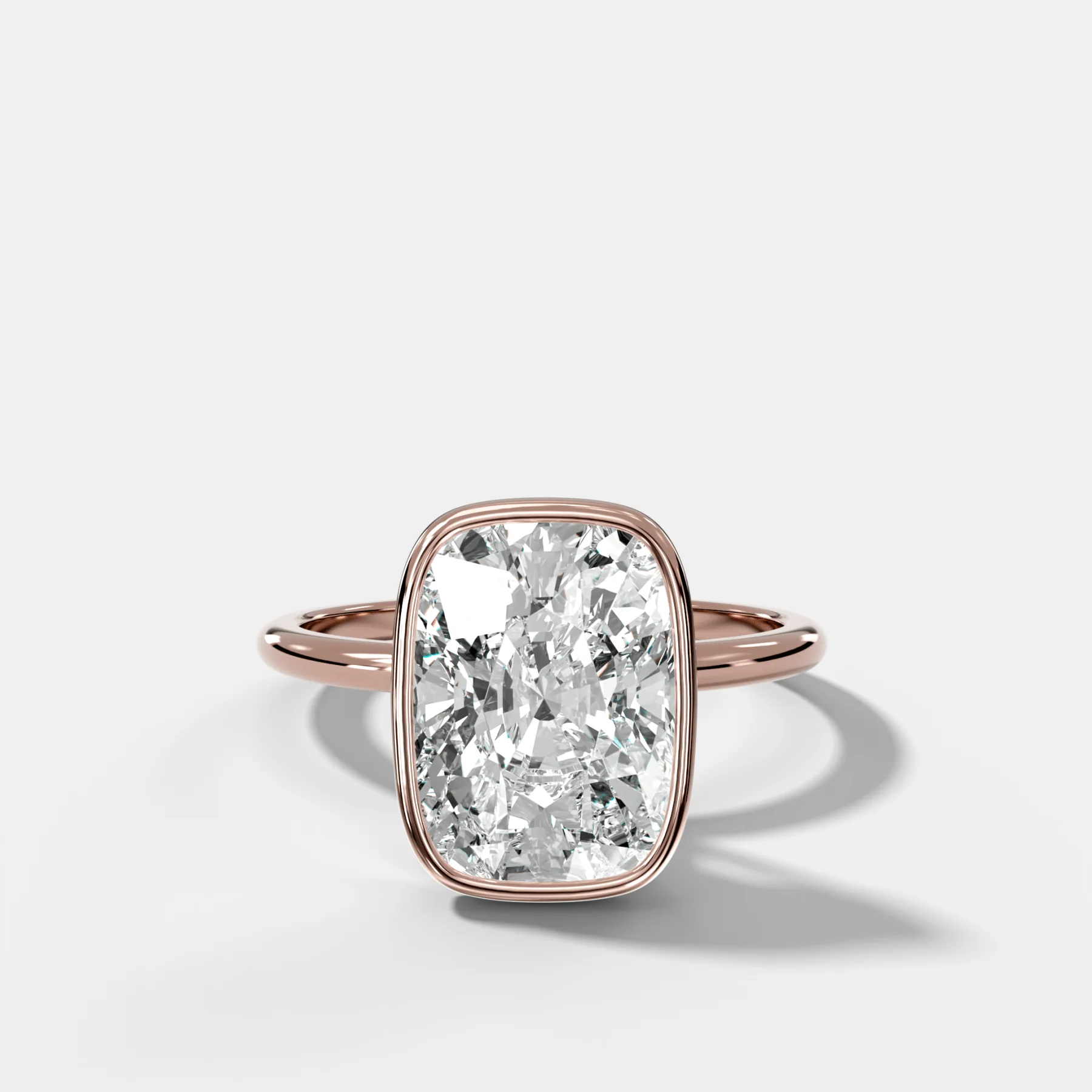 Penumbra Bezel Hidden Halo Engagement Ring with Elongated Cushion Cut - Image 4