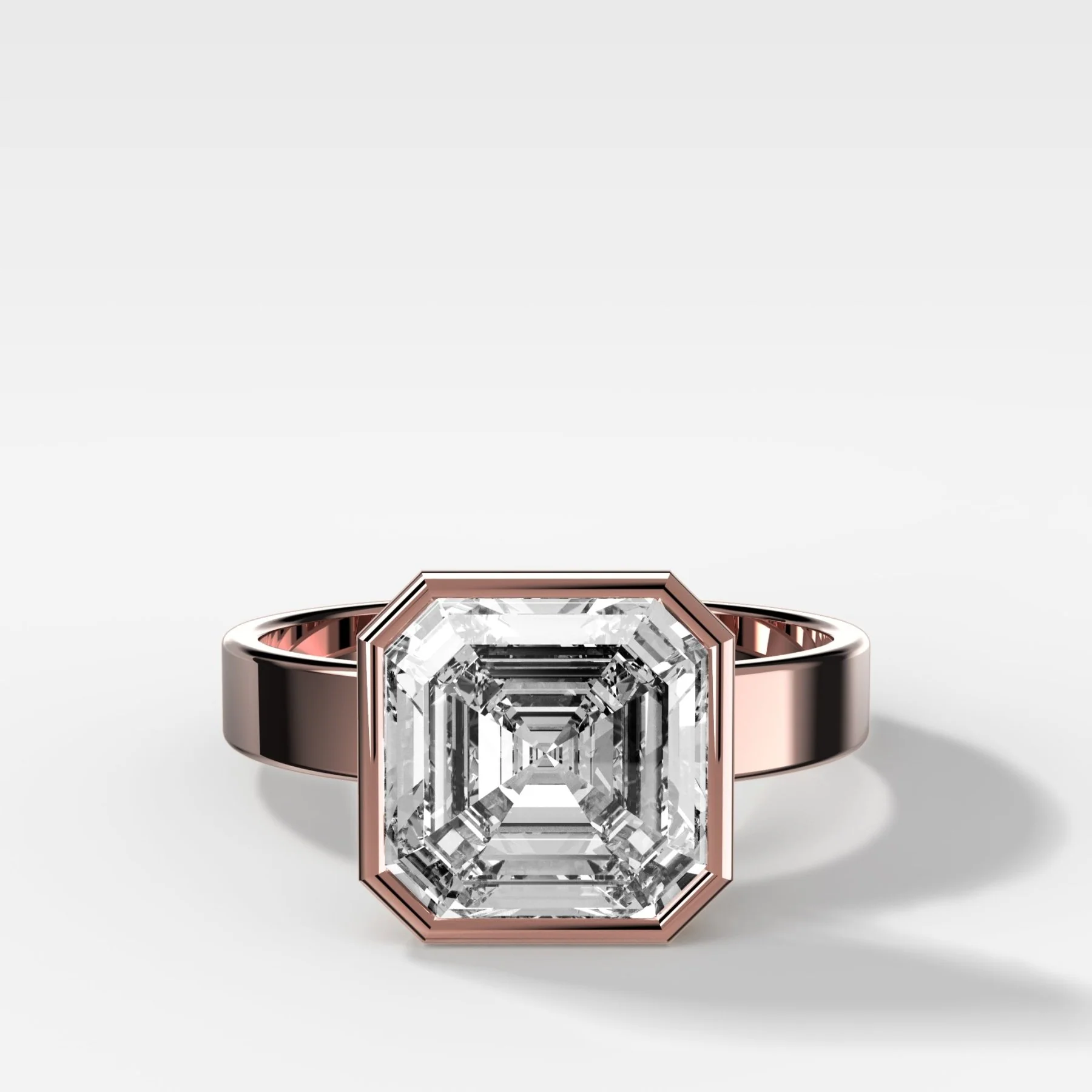 Finest Bezel Set Engagement Ring With Asscher Cut Diamond - Image 4