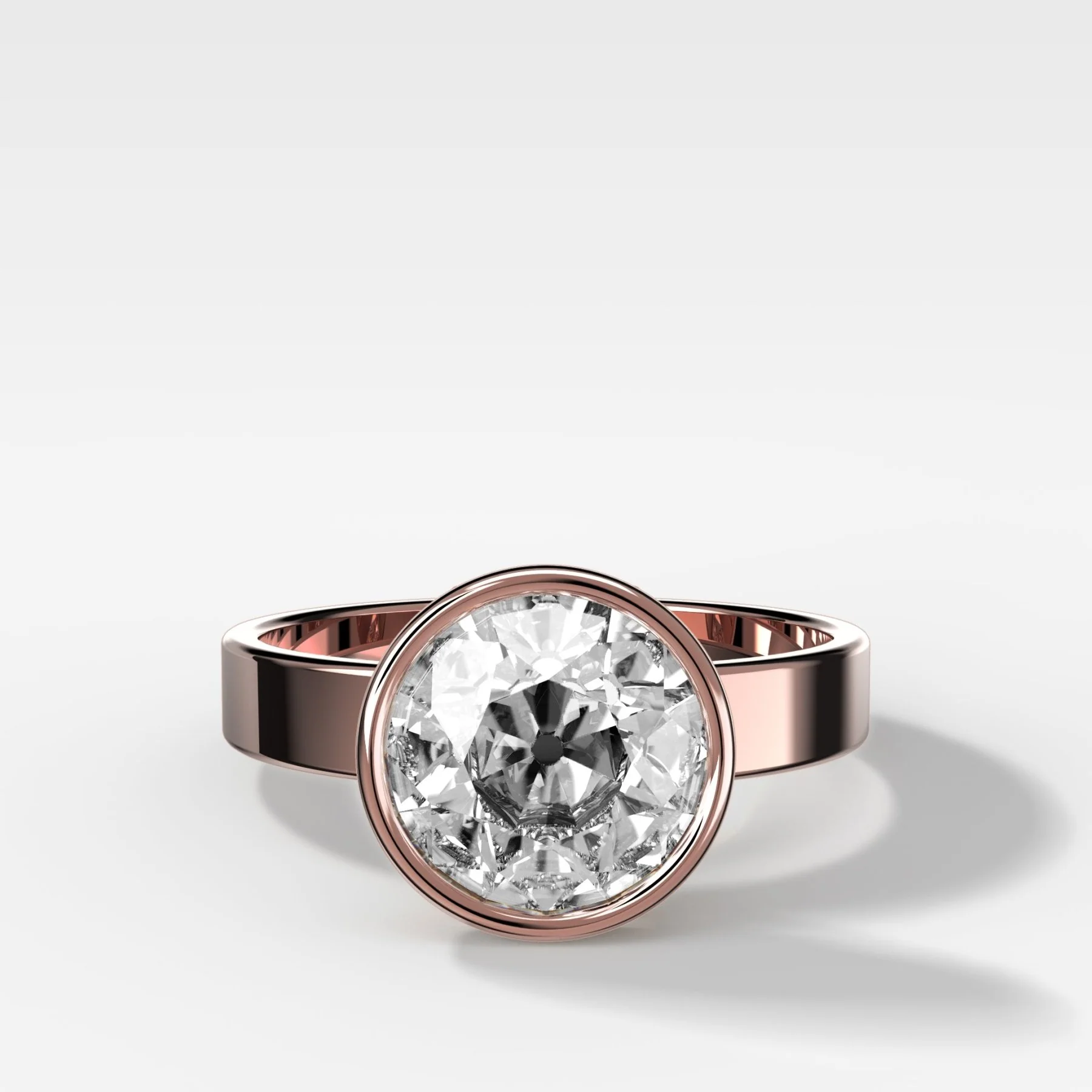 Finest Bezel Set Engagement Ring With Old Euro Cut Diamond - Image 4