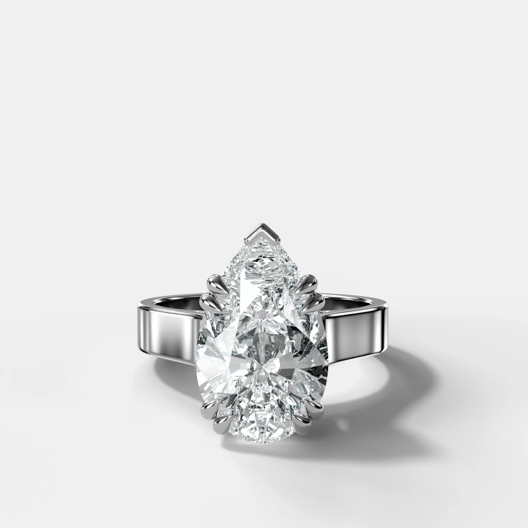 Finest Cathedral Engagement Ring with Pear Cut Diamond - Image 3