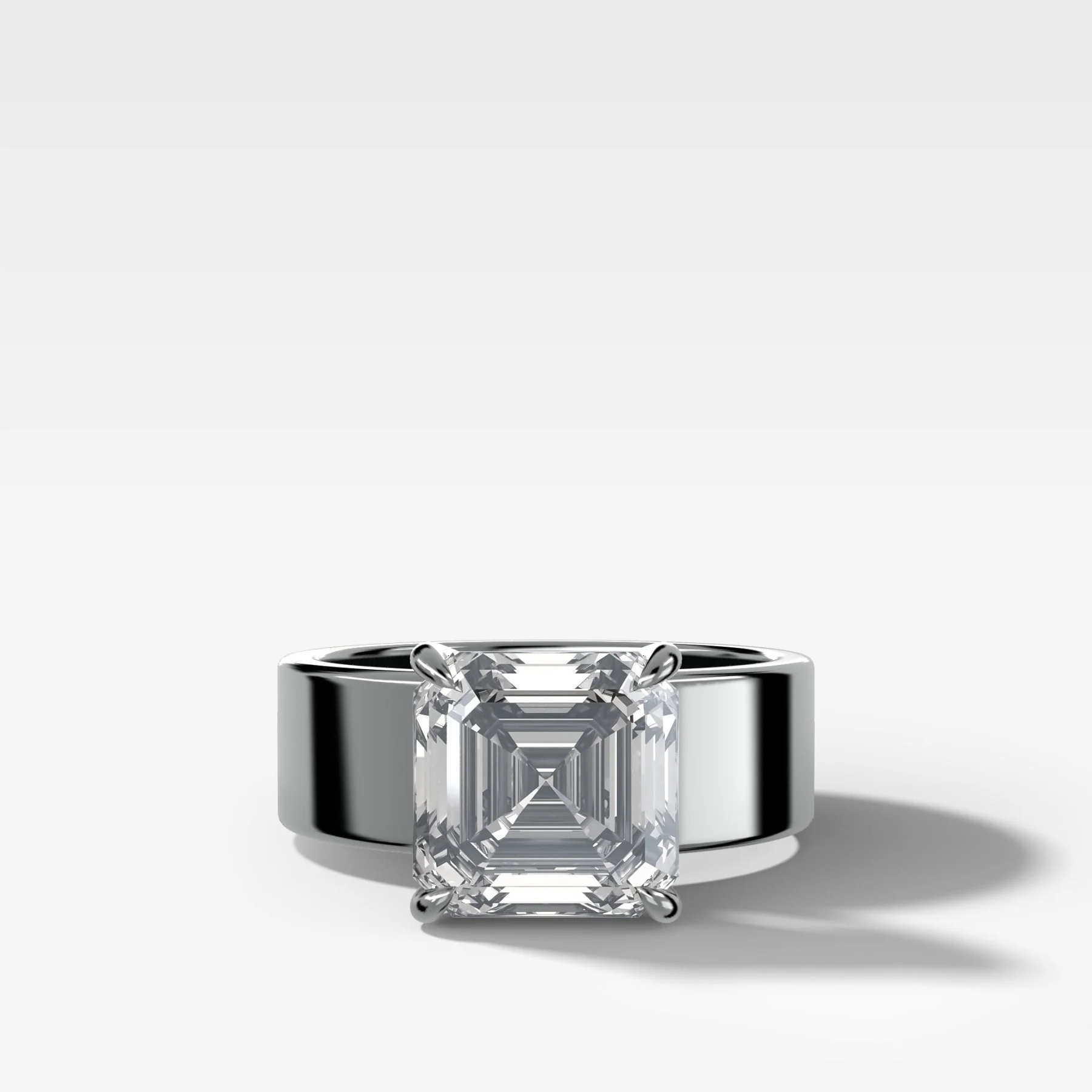 Finest Cigar Band Engagement Ring with Asscher Cut Diamond - Image 3