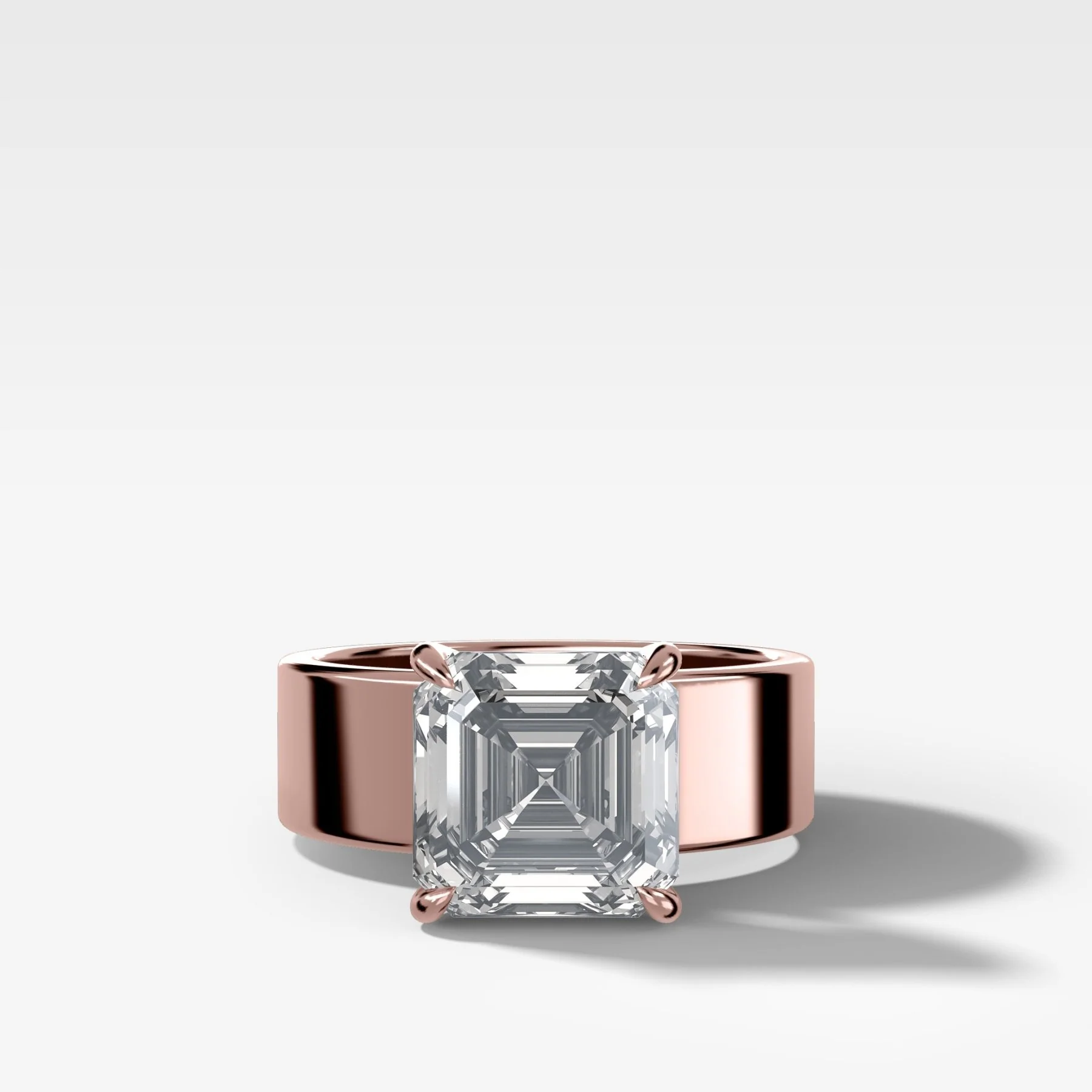 Finest Cigar Band Engagement Ring with Asscher Cut Diamond - Image 4