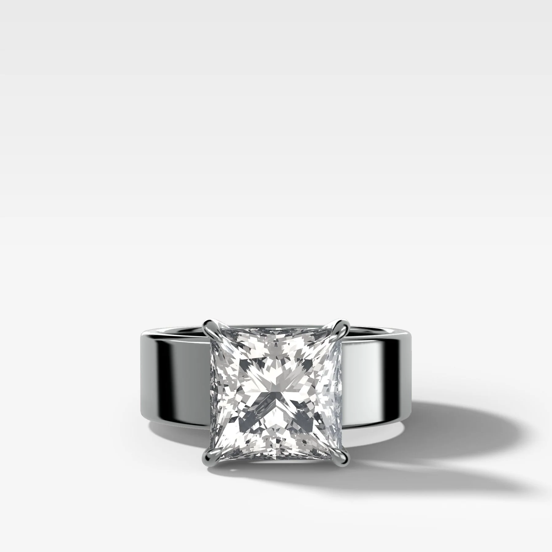 Finest Cigar Band Engagement Ring with Princess Cut Diamond - Image 3