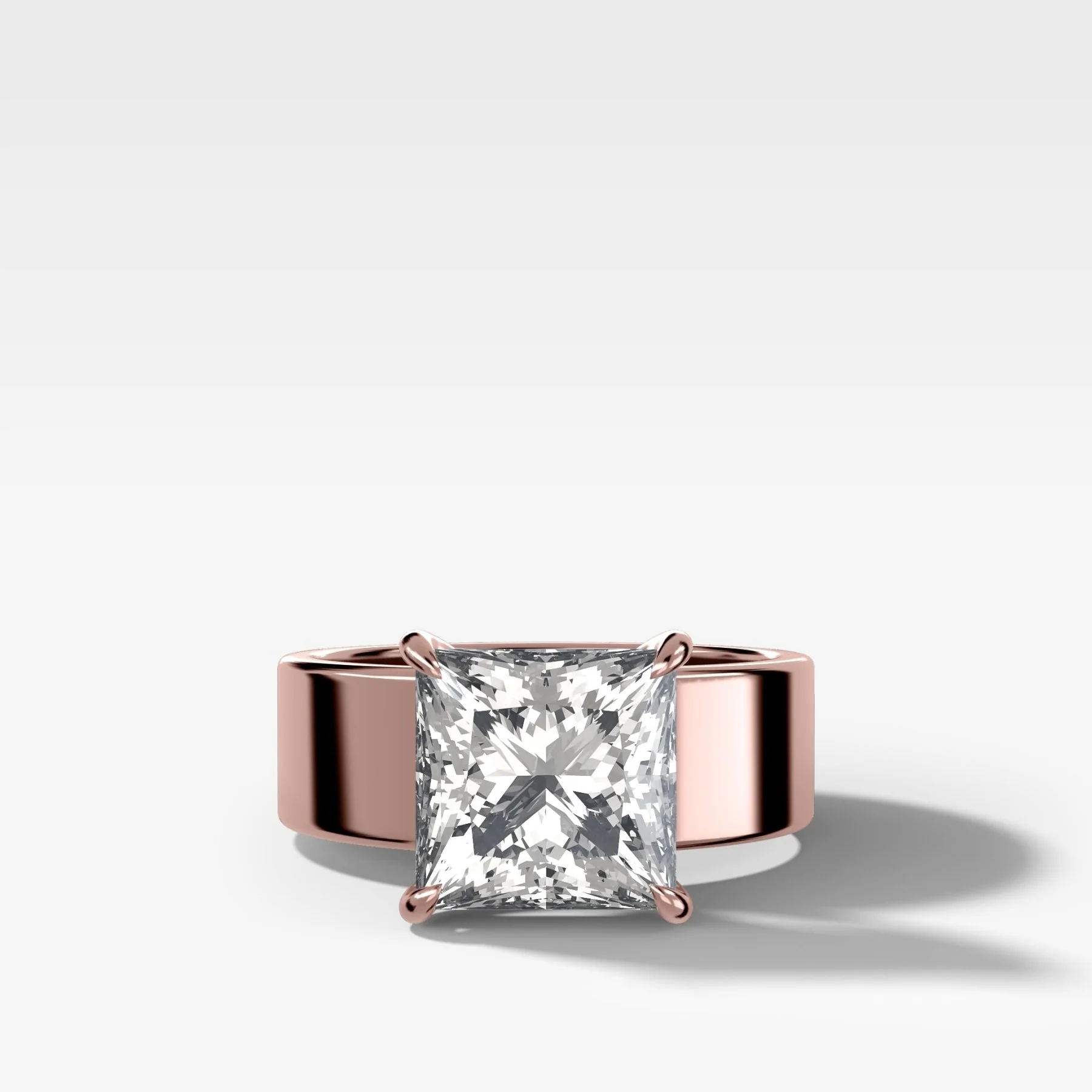Finest Cigar Band Engagement Ring with Princess Cut Diamond - Image 4