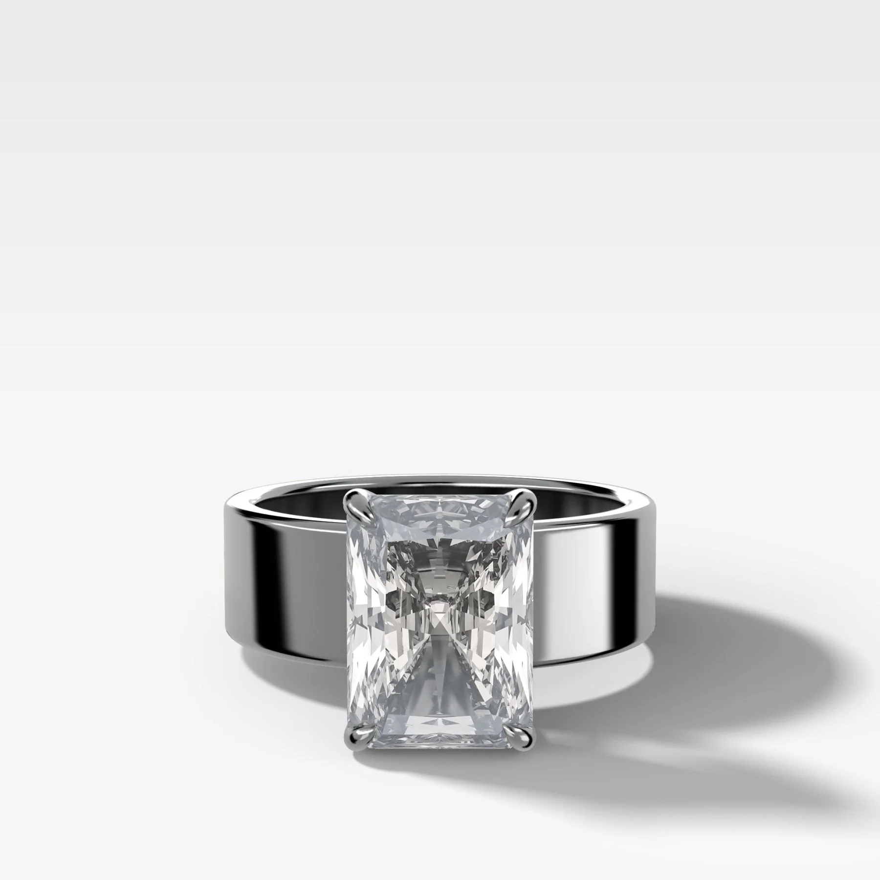 Finest Cigar Band Engagement Ring with Radiant Cut Diamond - Image 3