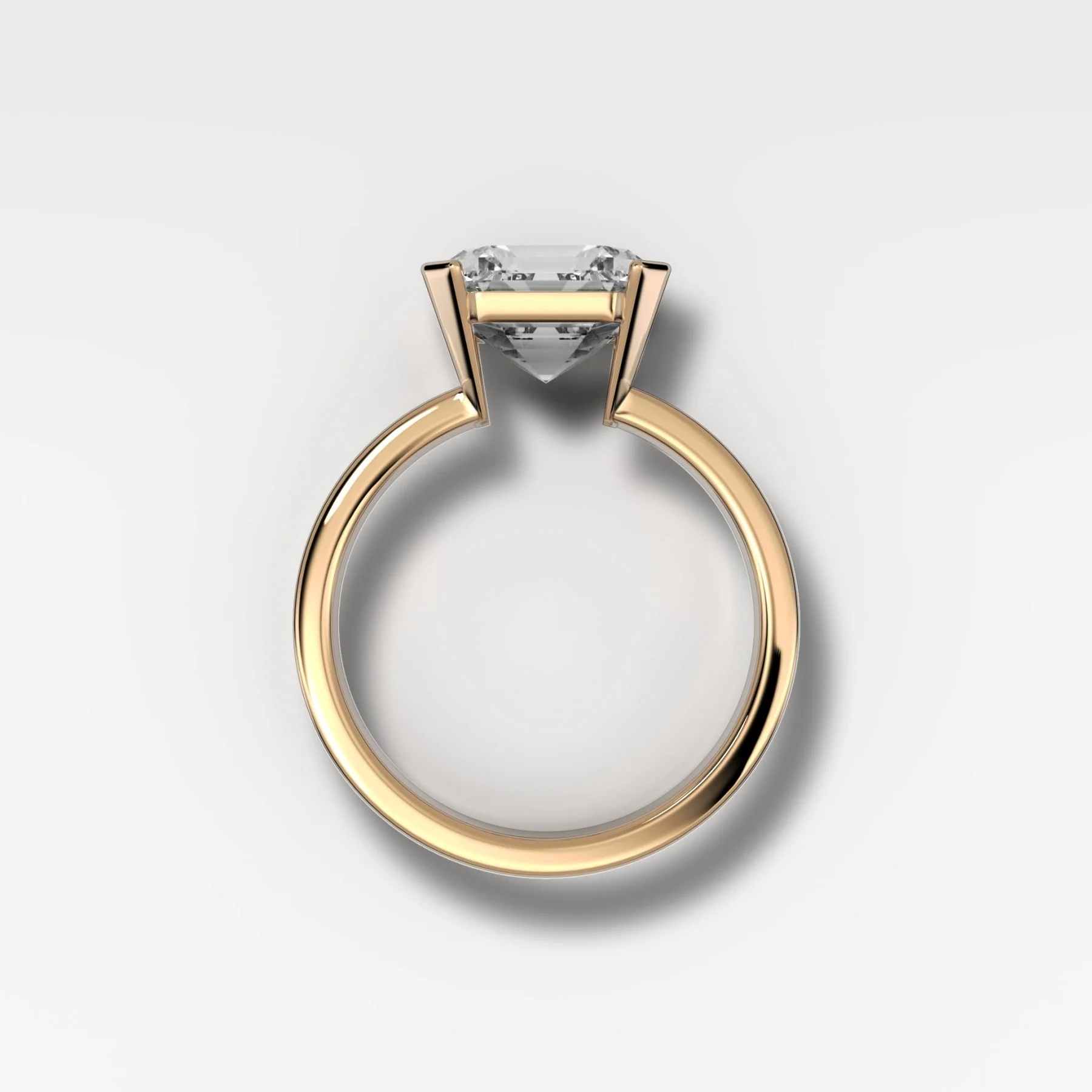 Finest Half Bezel Engagement Ring with Lab Grown 4.09ct Asscher Cut Diamond - Image 3