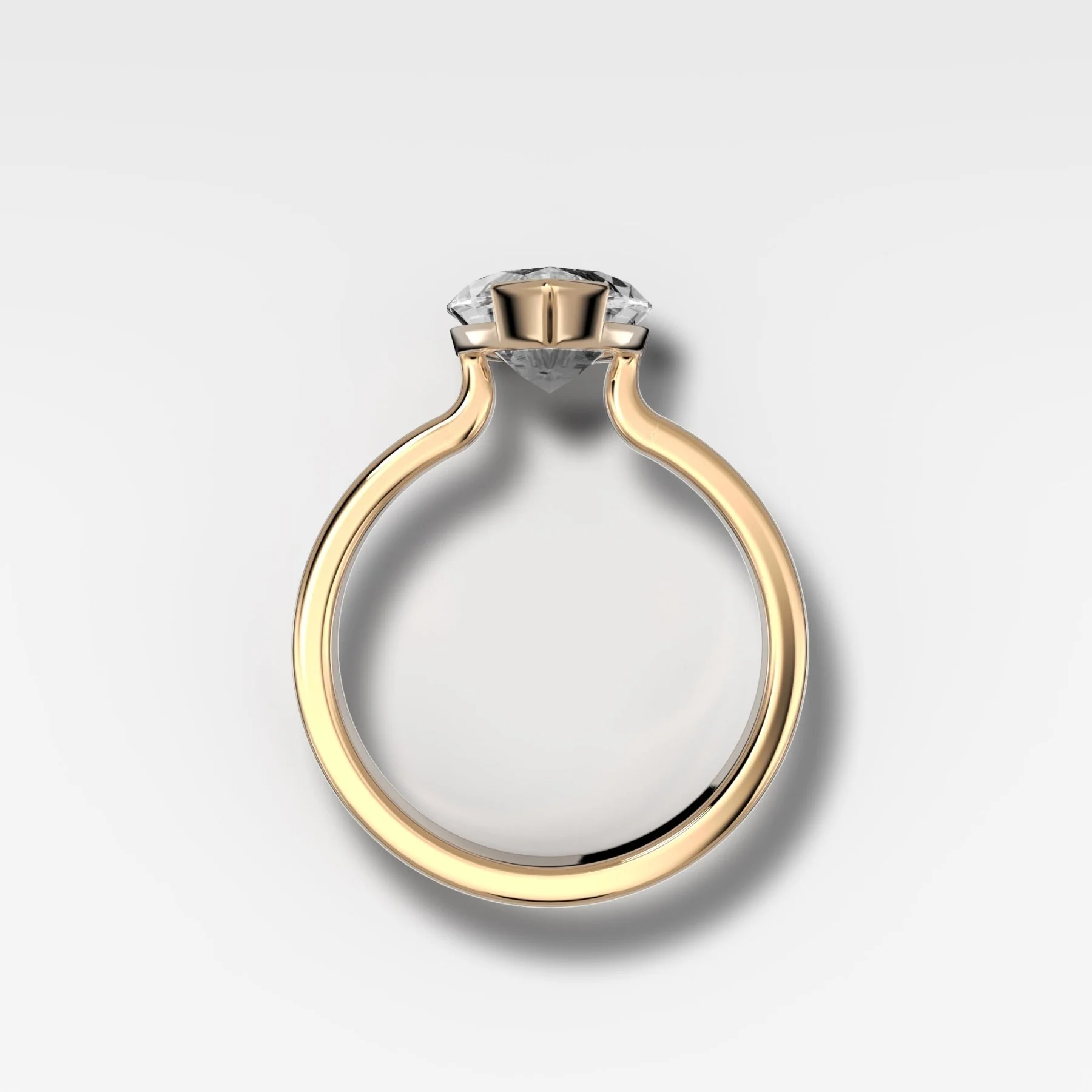 Finest Half Bezel Solitaire Engagement Ring With Marquise Cut Diamond - Image 2