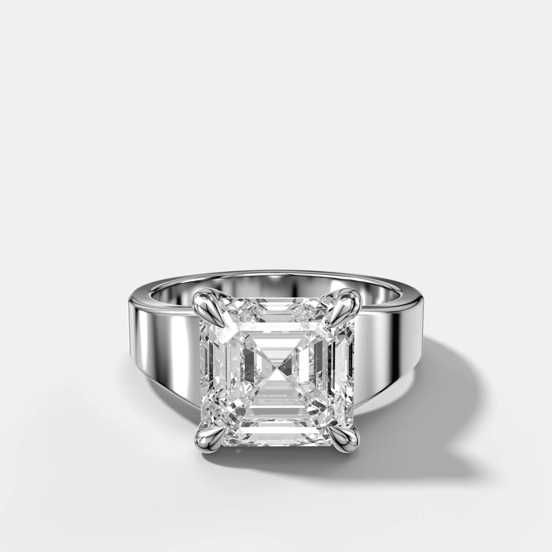 Finest Tapered Engagement Ring With Asscher Cut Diamond - Image 5