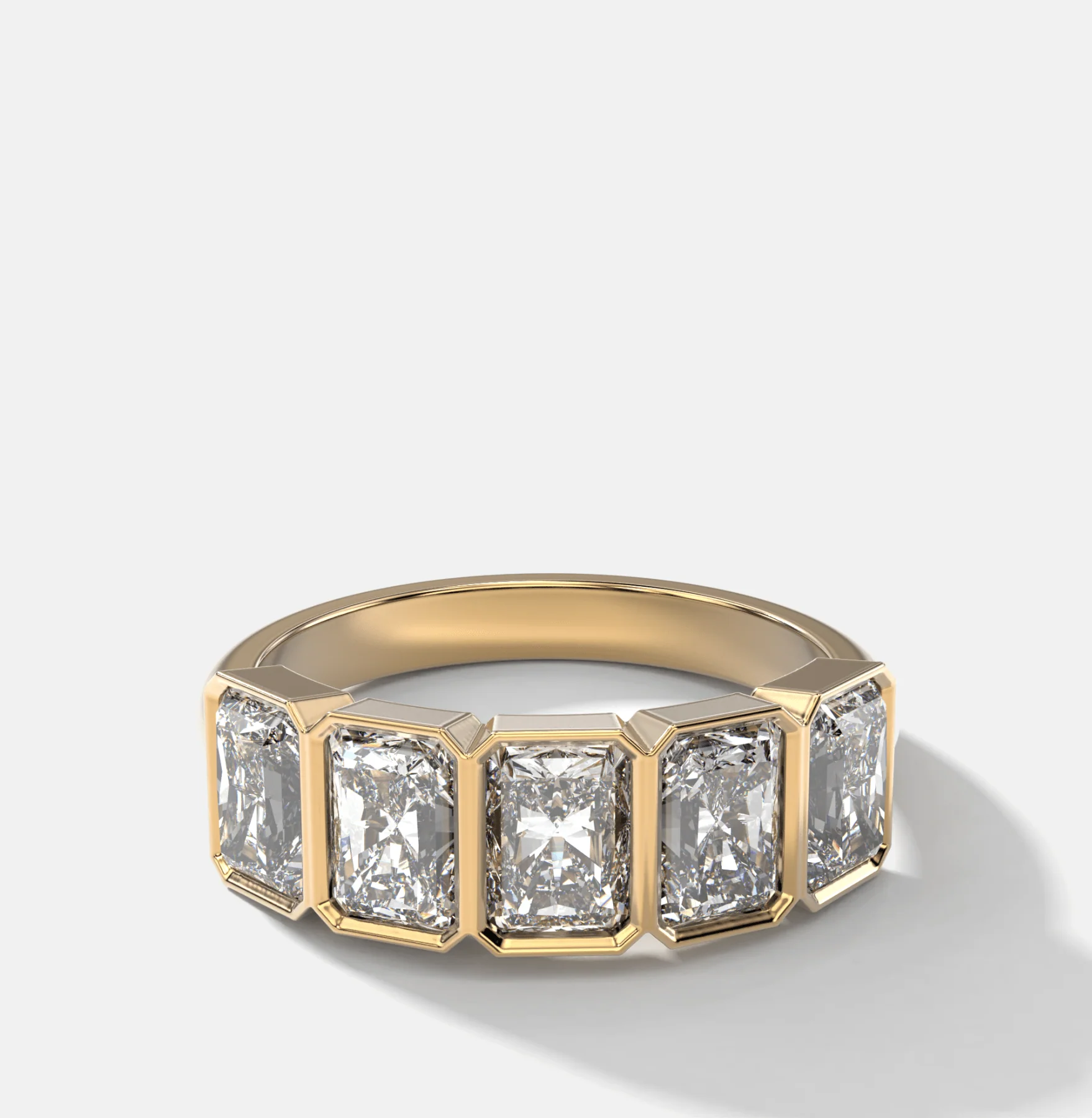 Five Stone Bezel Set Diamond Band With Radiant Cuts (2.50ctw)