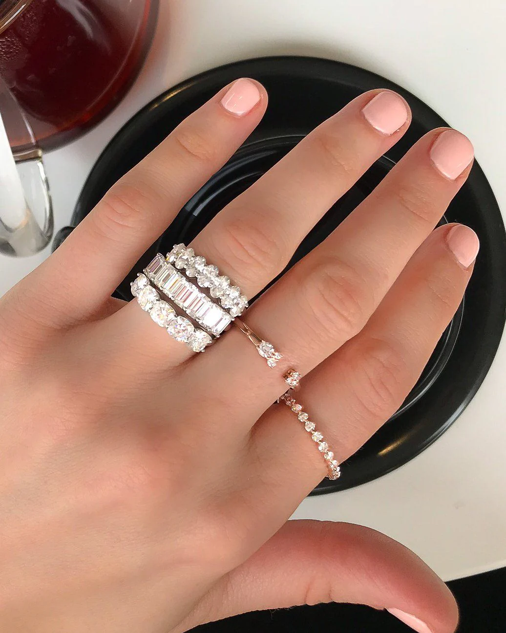 Five Stone Cushion Cut Diamond Wedding Band - Image 7
