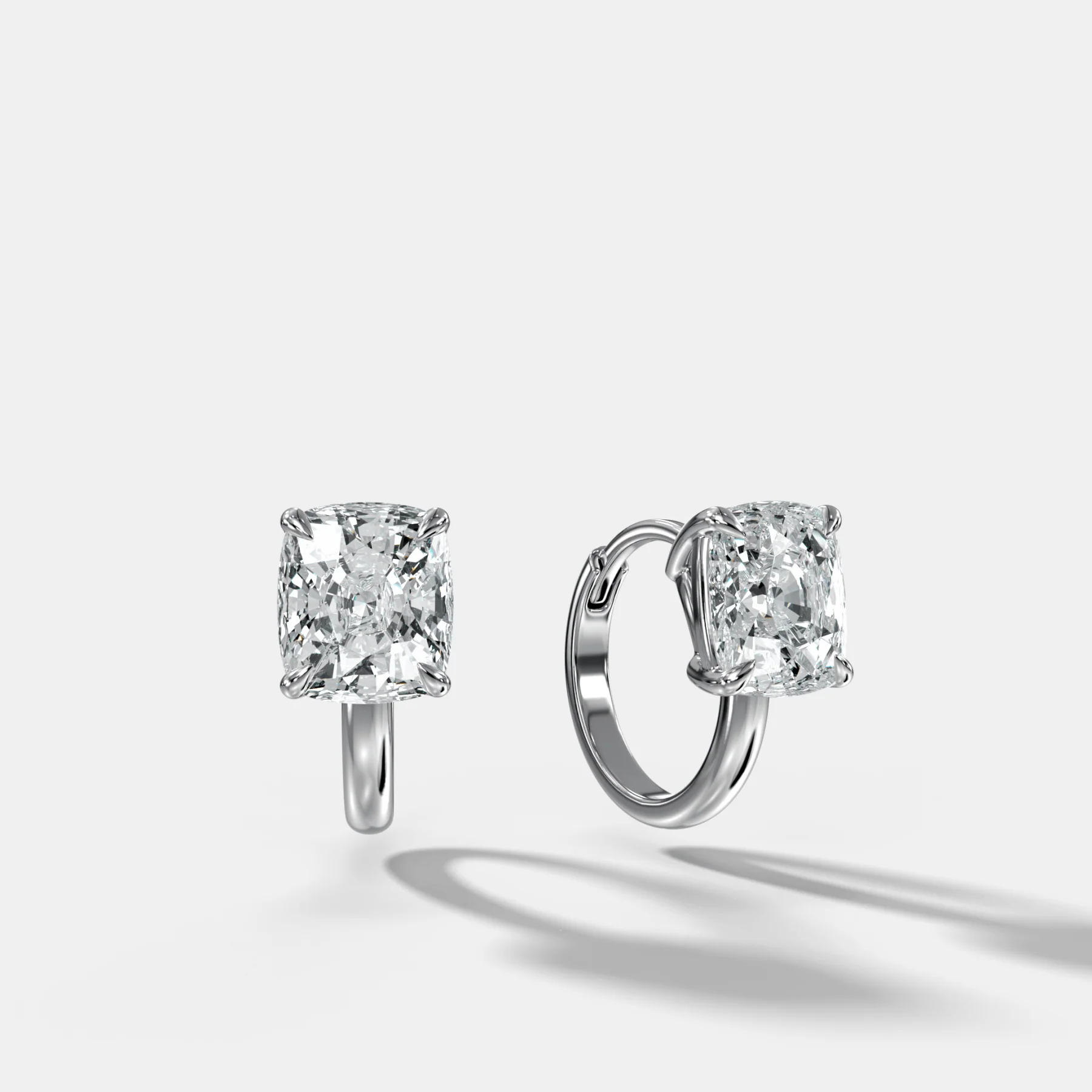 Floating Huggie with Cushion Cut Diamonds - Image 3