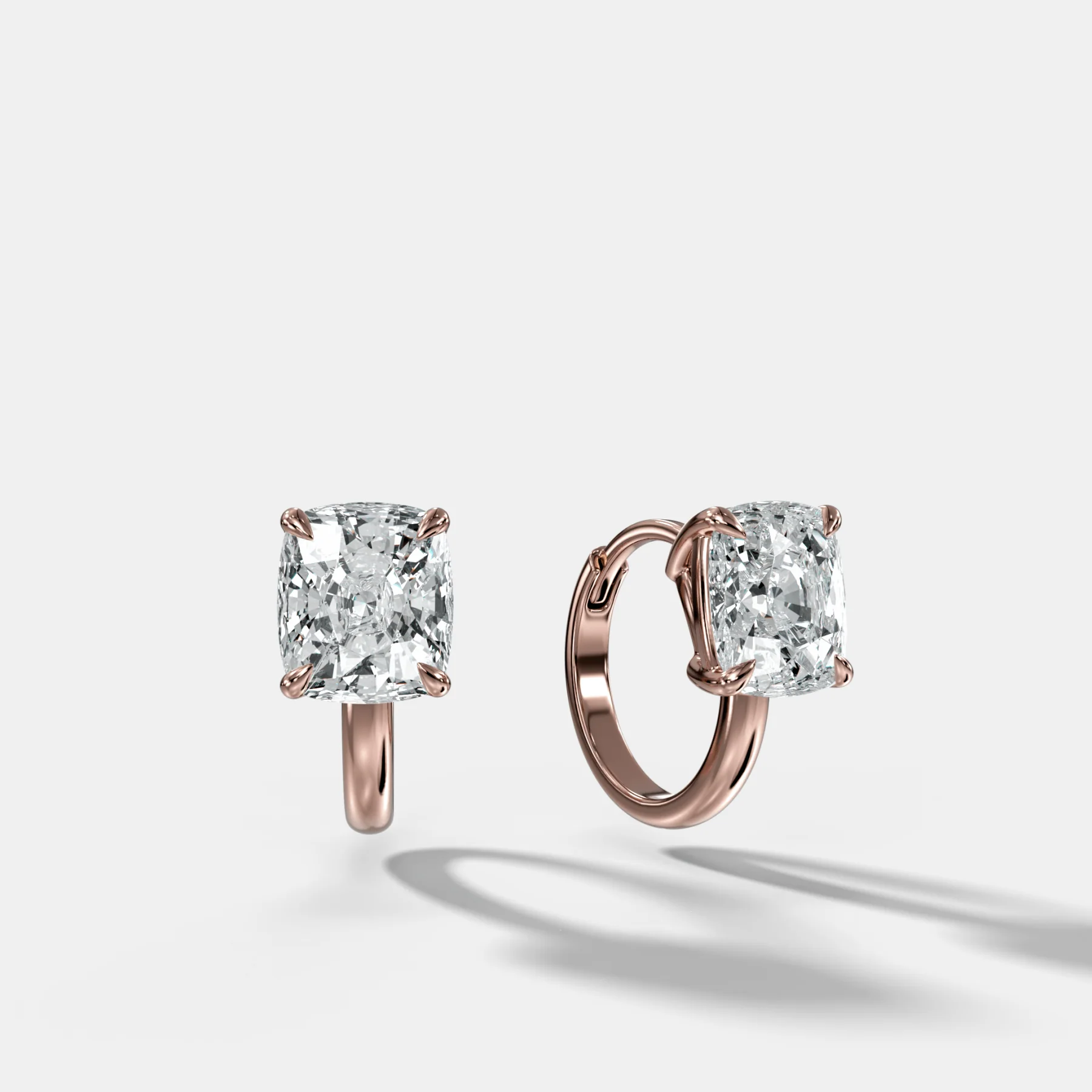 Floating Huggie with Cushion Cut Diamonds - Image 4