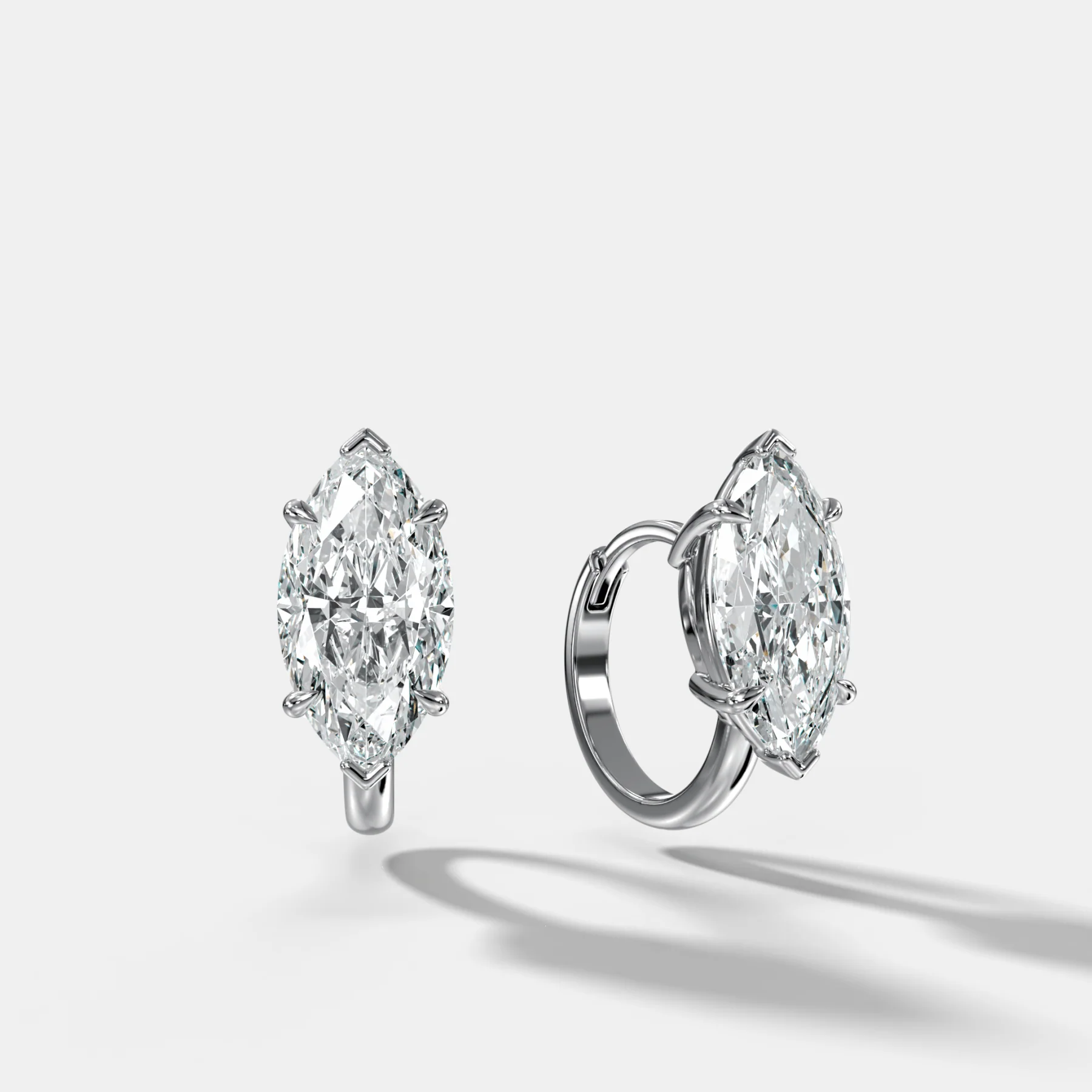 Floating Huggie with Marquise Cut Diamonds - Image 3