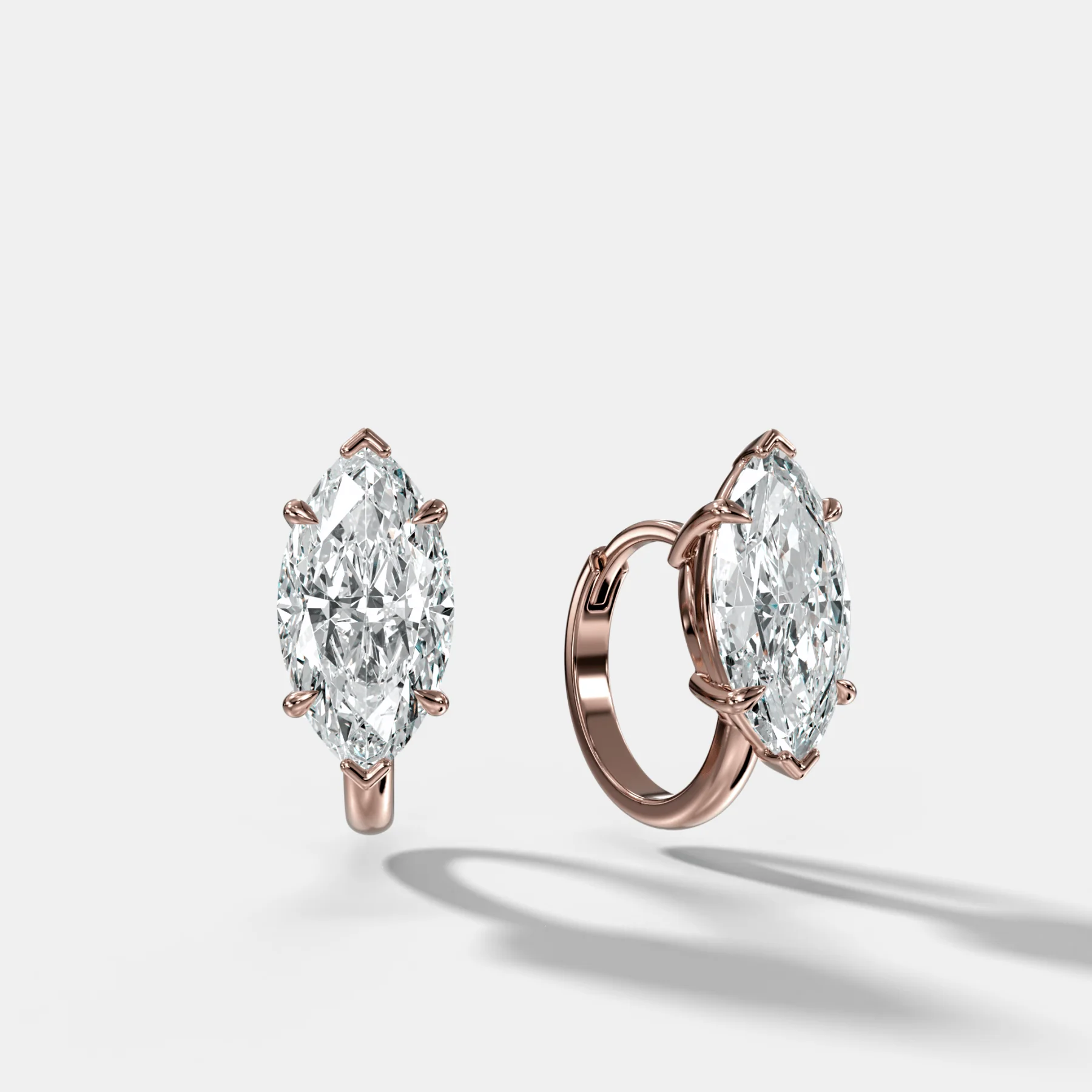 Floating Huggie with Marquise Cut Diamonds - Image 4