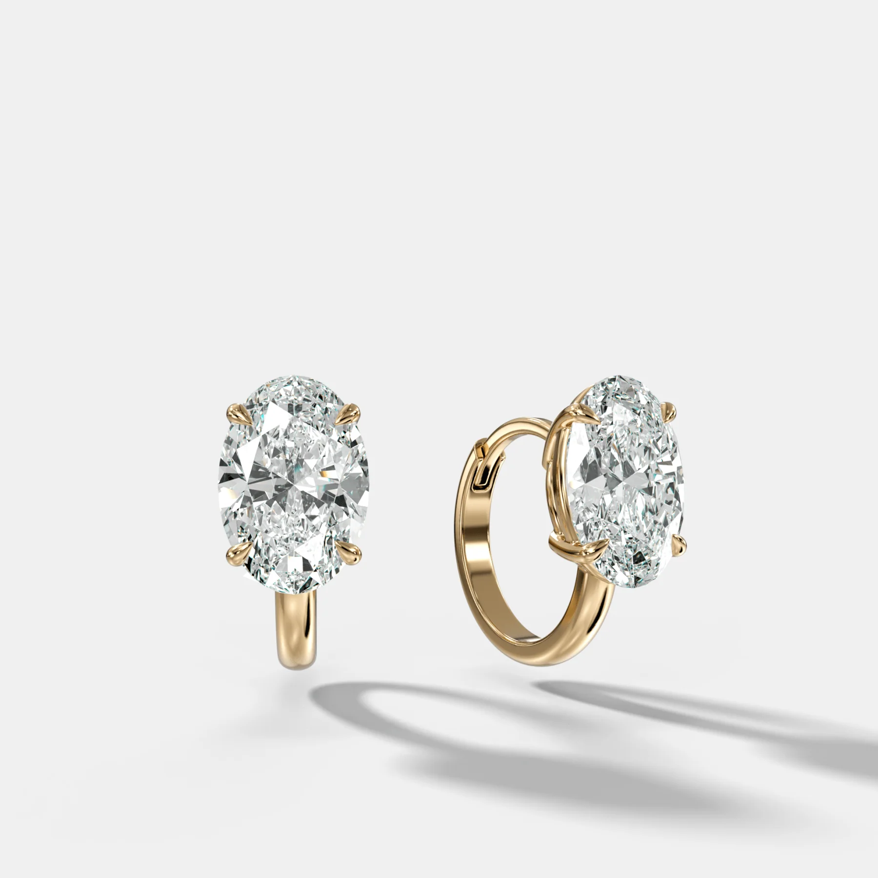 Floating Huggie with Oval Cut Diamonds