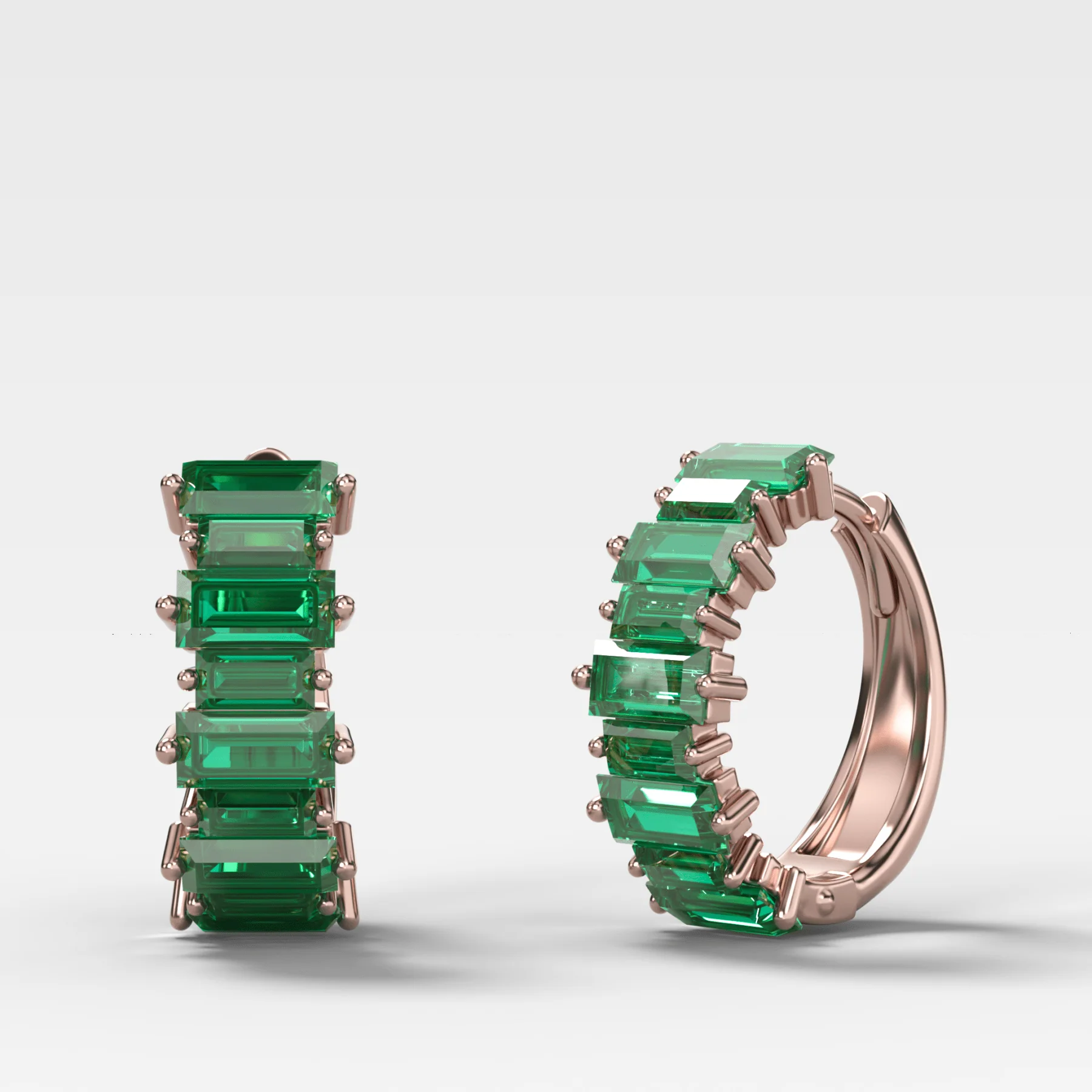 Green Emerald Baguette Halfway Huggies - Image 4