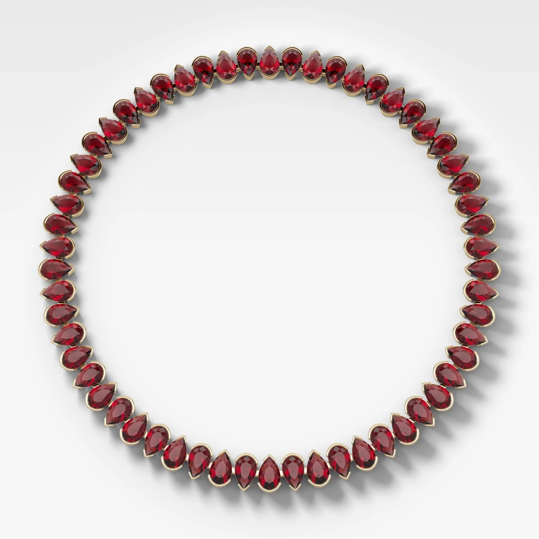 Red Ruby Half Bezel Pear Cut Diamond Choker Necklace - Image 2