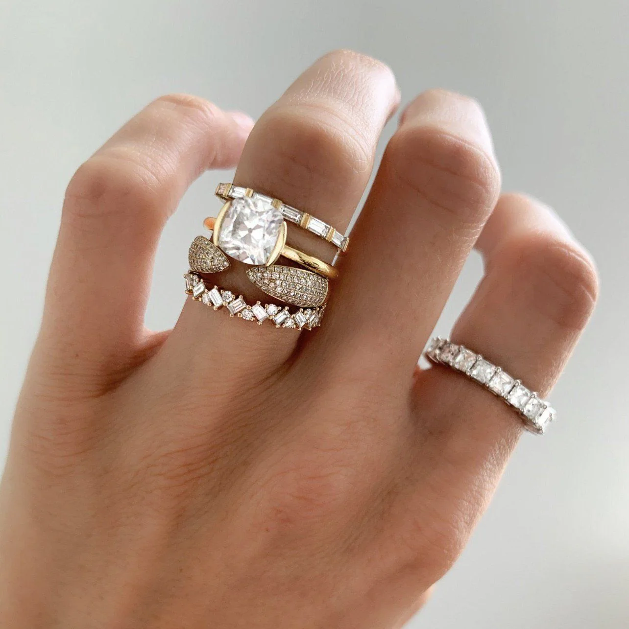 Half Bezel Solitaire Engagement Ring With Old Mine Cut Diamond - Image 7