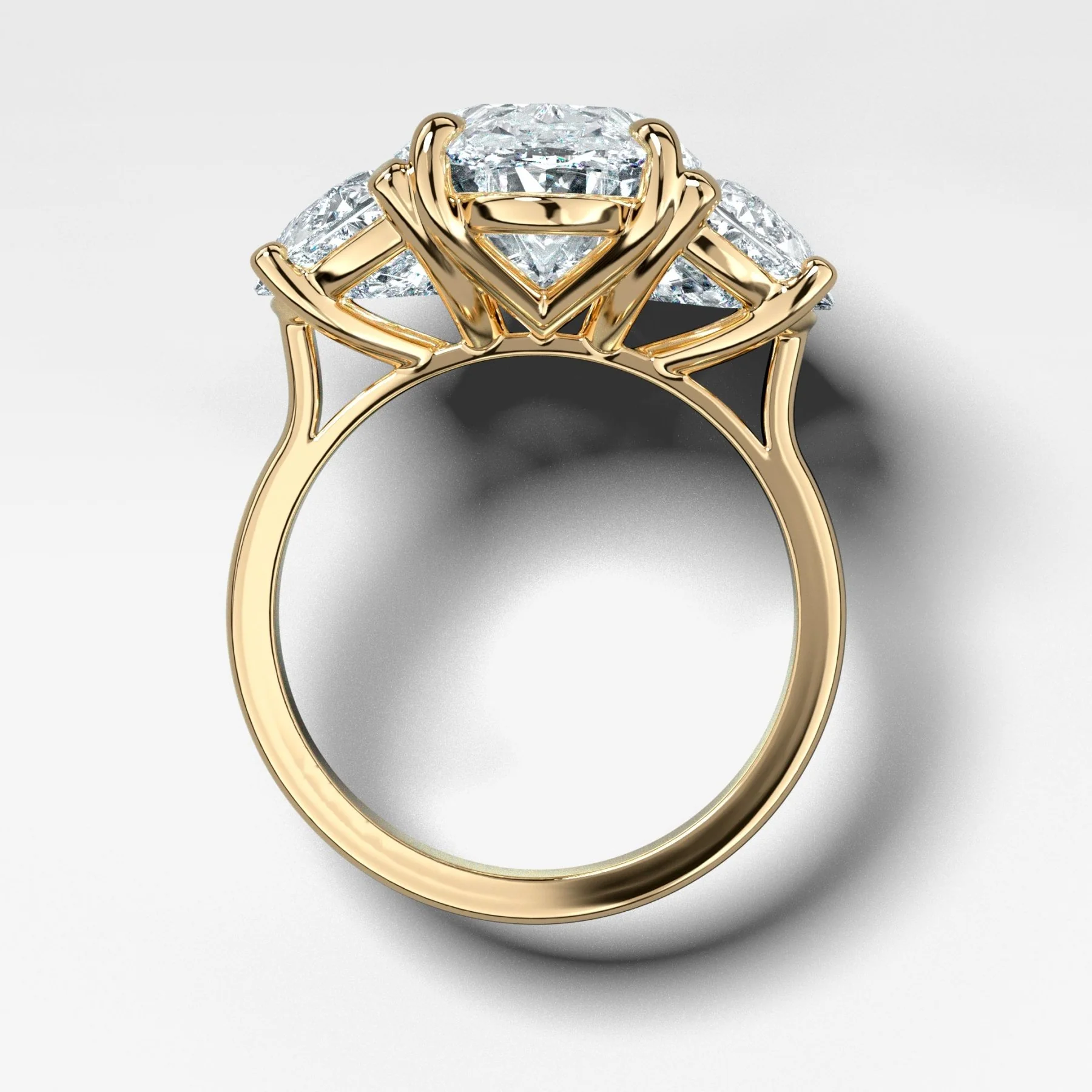 Jumbo Three Stone ring with Half Moon sides & an Oval Cut - Image 2