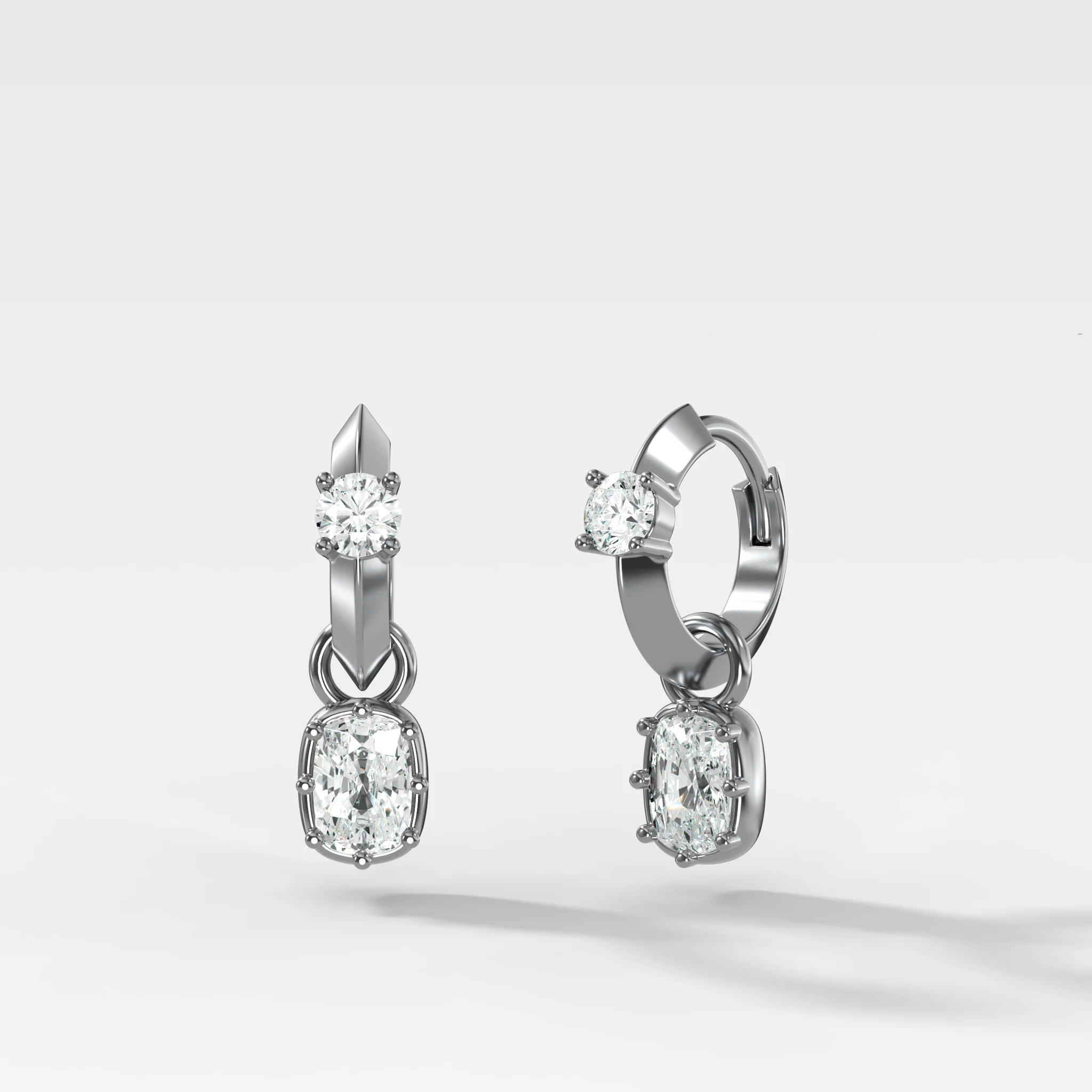 Knife Edge Huggies with Cushion Cut Diamonds - Image 2