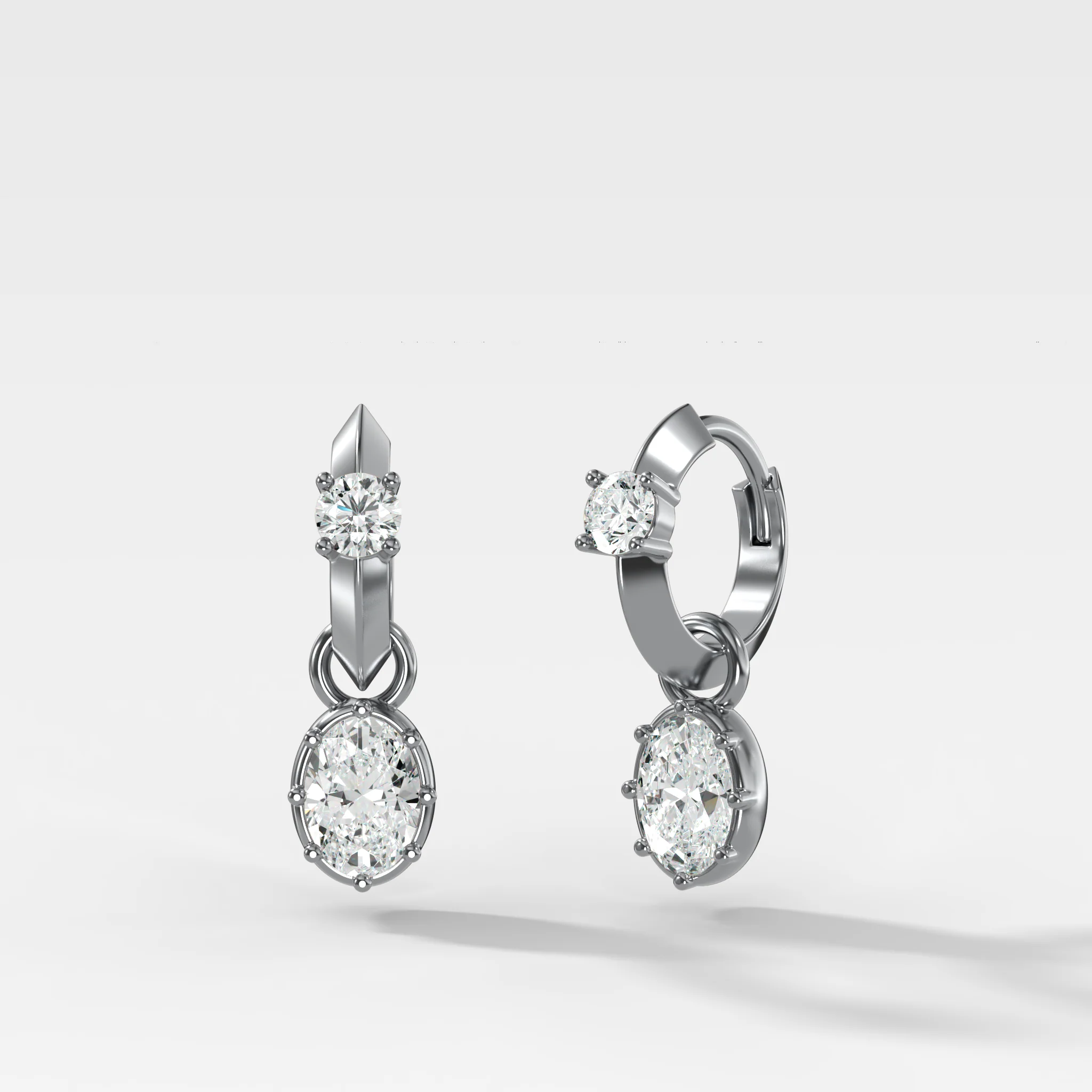 Knife Edge Huggies with Oval Cut Diamond - Image 2