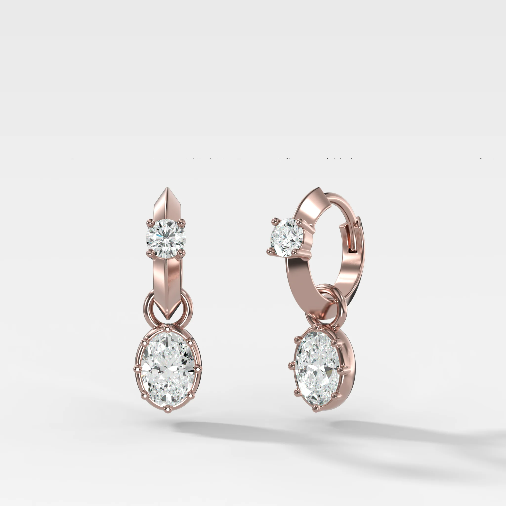 Knife Edge Huggies with Oval Cut Diamond - Image 3