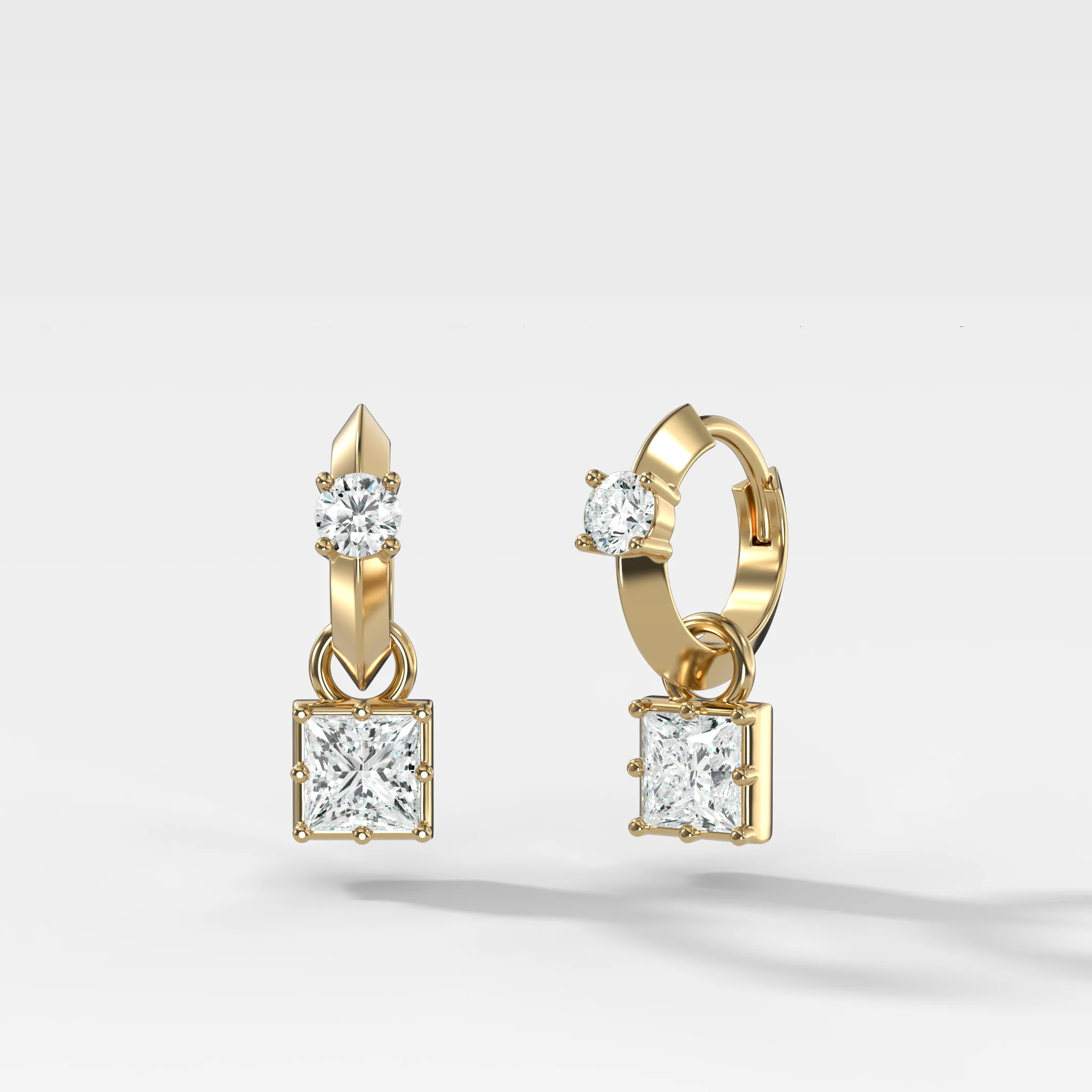 Knife Edge Huggies with Princess Cut Diamonds