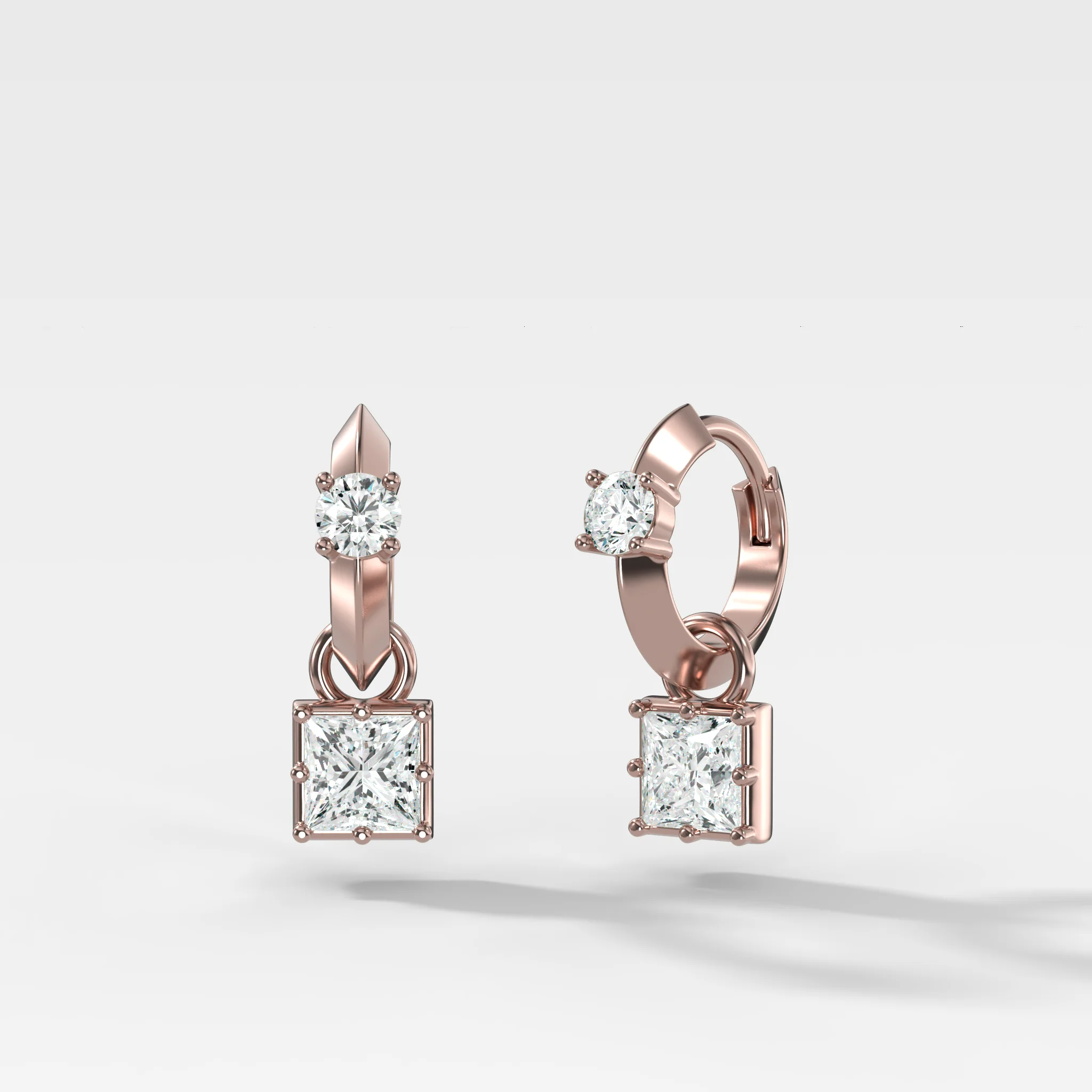 Knife Edge Huggies with Princess Cut Diamonds - Image 3