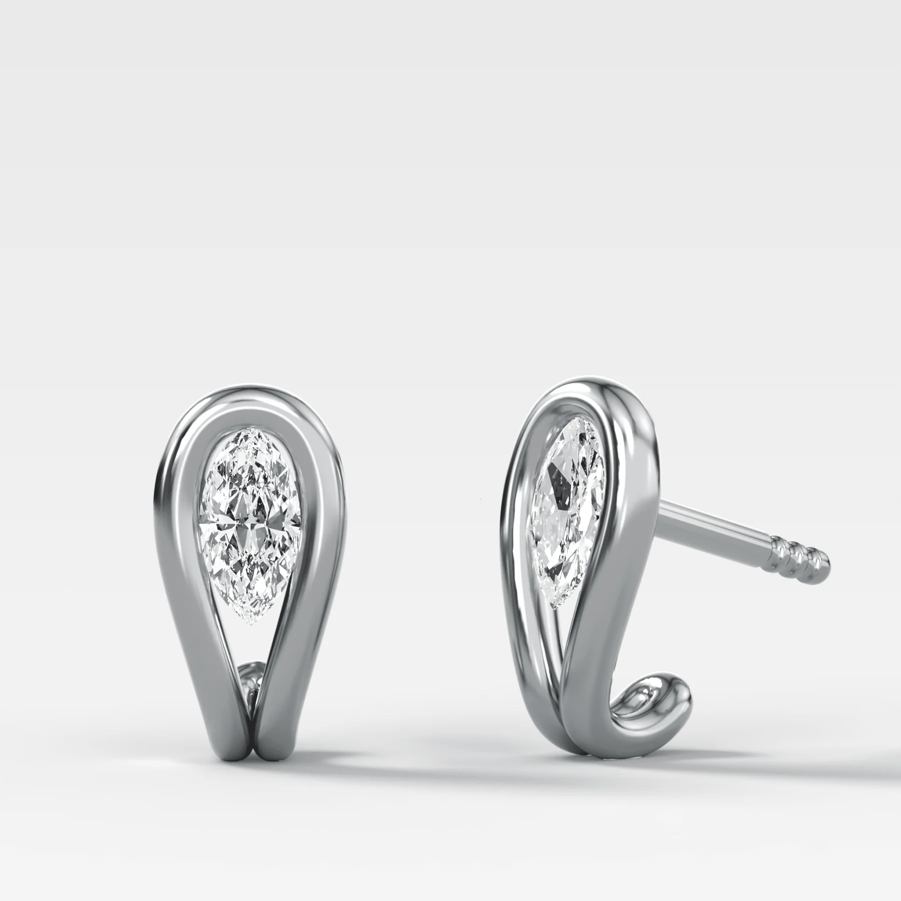 Lasso Huggies with Marquise Cut Diamonds - Image 2