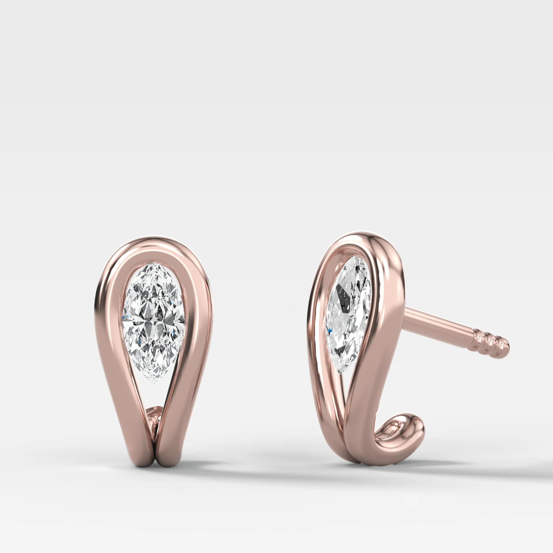 Lasso Huggies with Marquise Cut Diamonds - Image 3