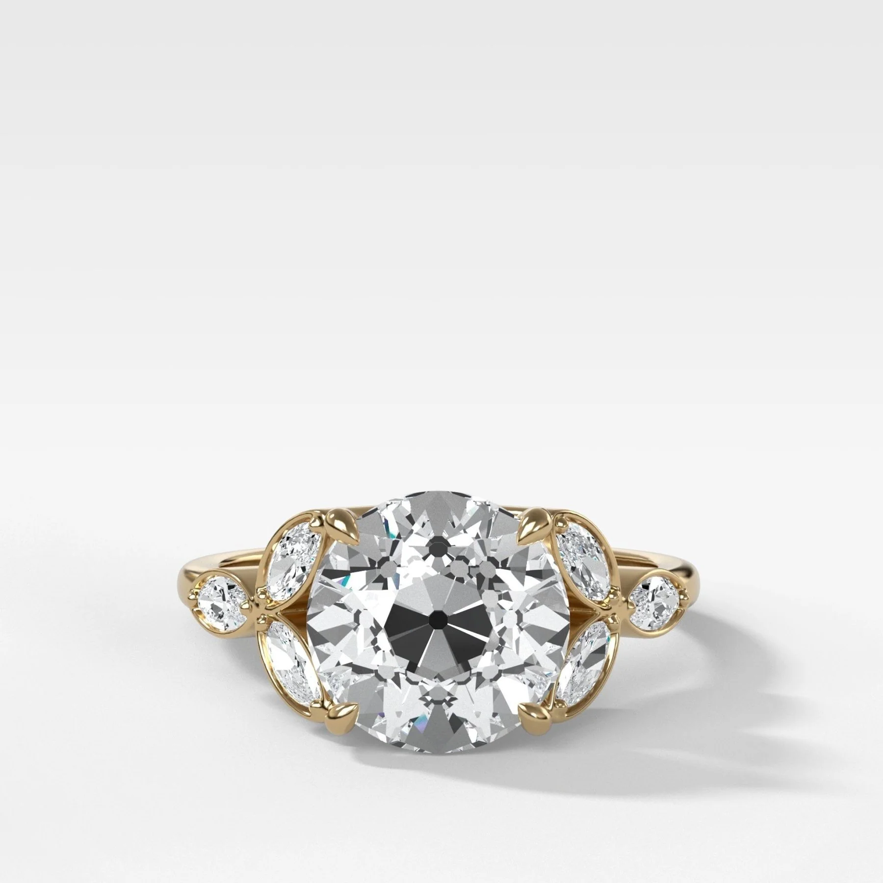 Laurel Engagement Ring With Old Euro Cut Diamond