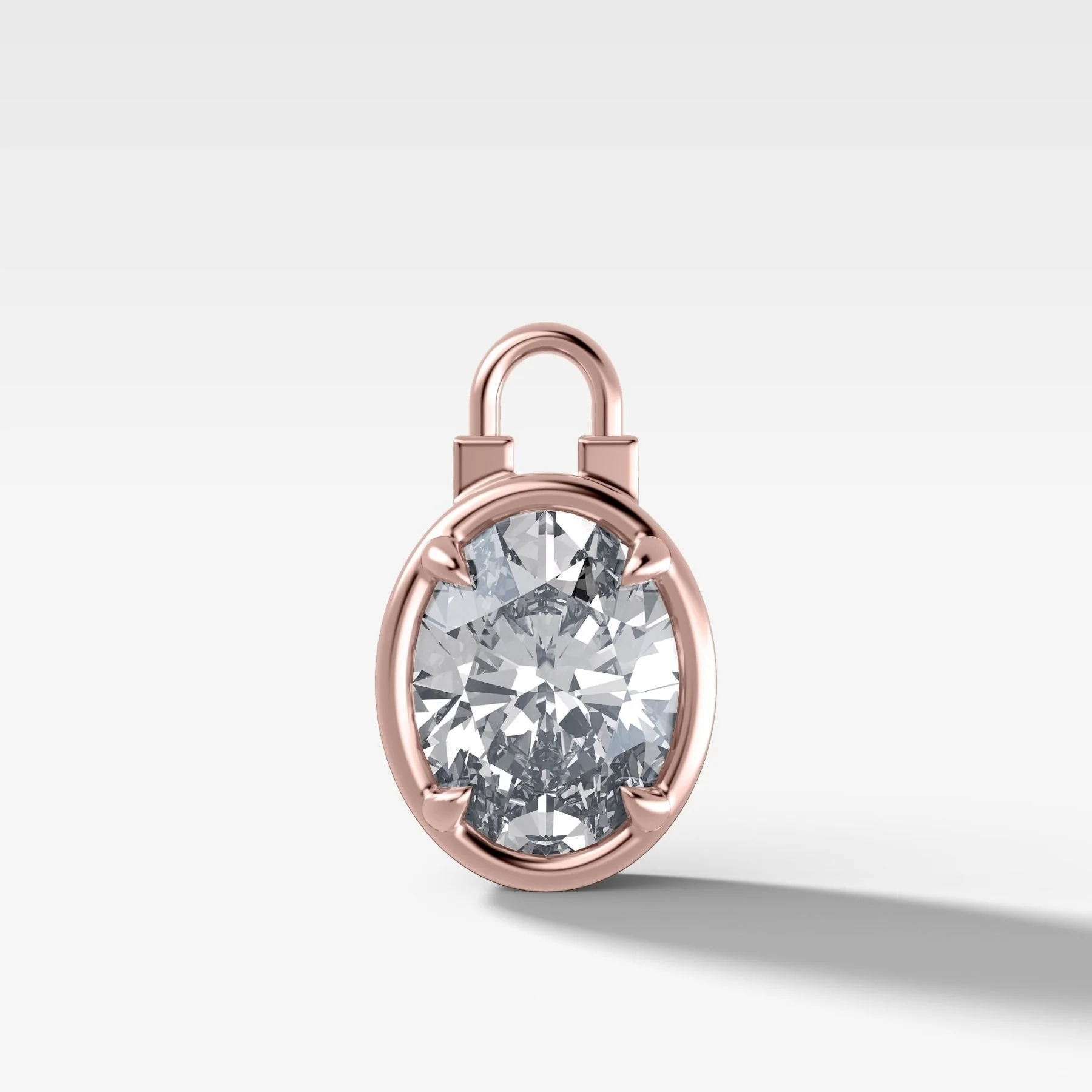 Club Lock Oval Attachable Diamond Pendant - Image 4