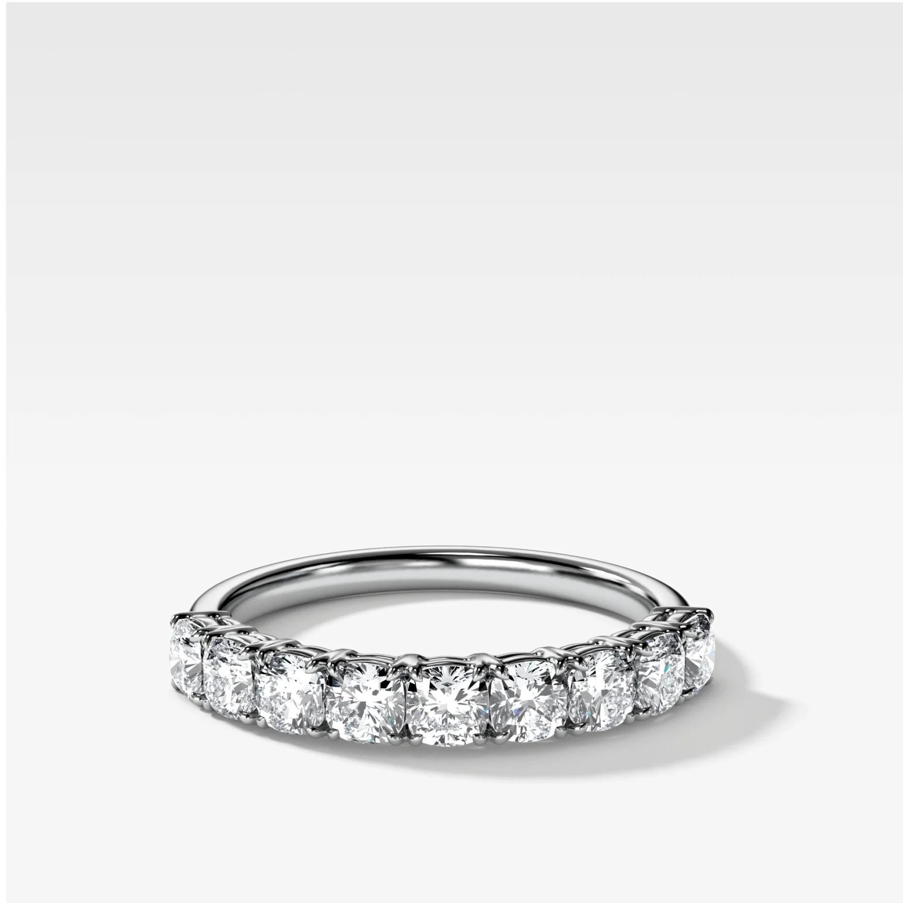 Nine Stone Claw Set Wedding Band With Cushion Cuts - Image 3