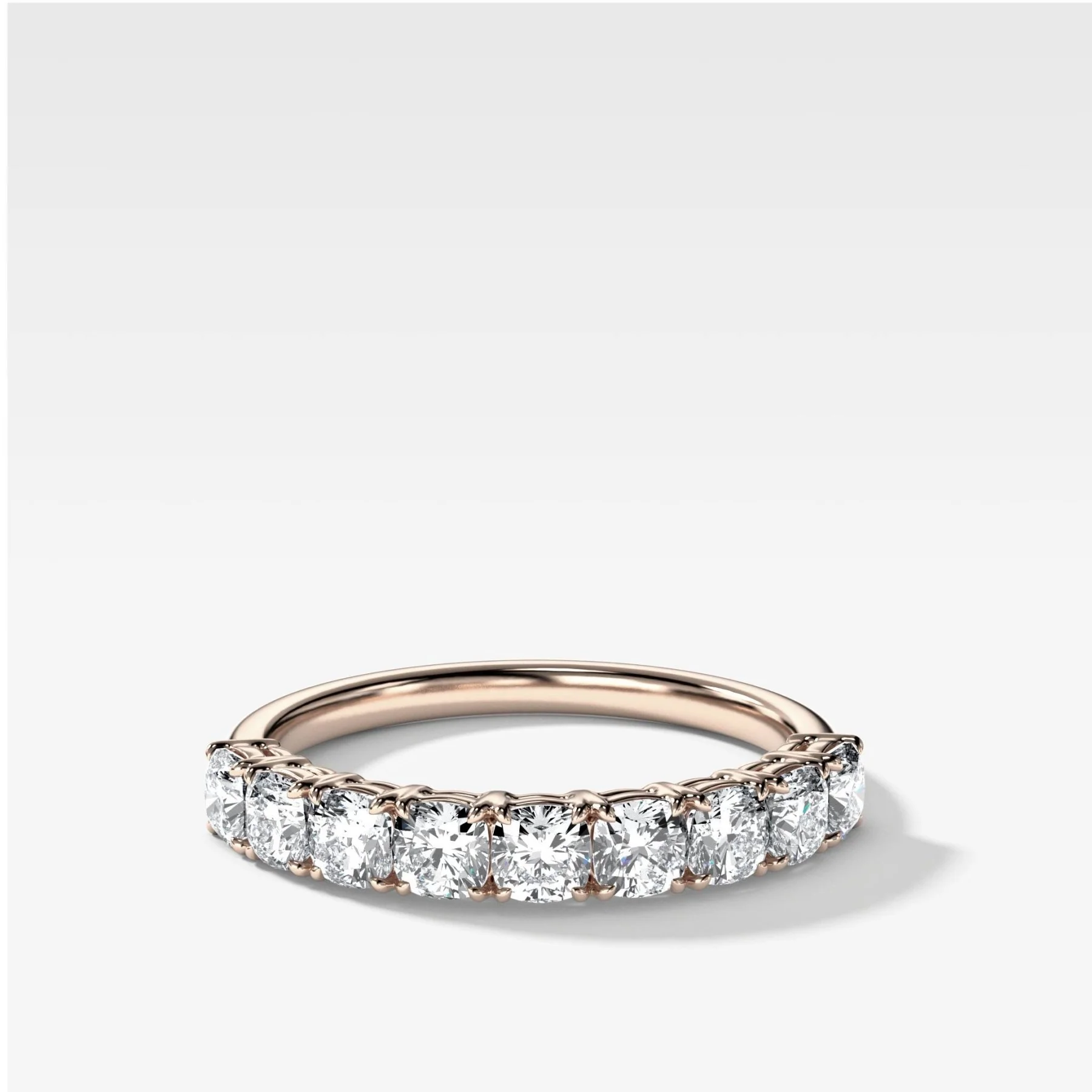 Nine Stone Claw Set Wedding Band With Cushion Cuts - Image 4