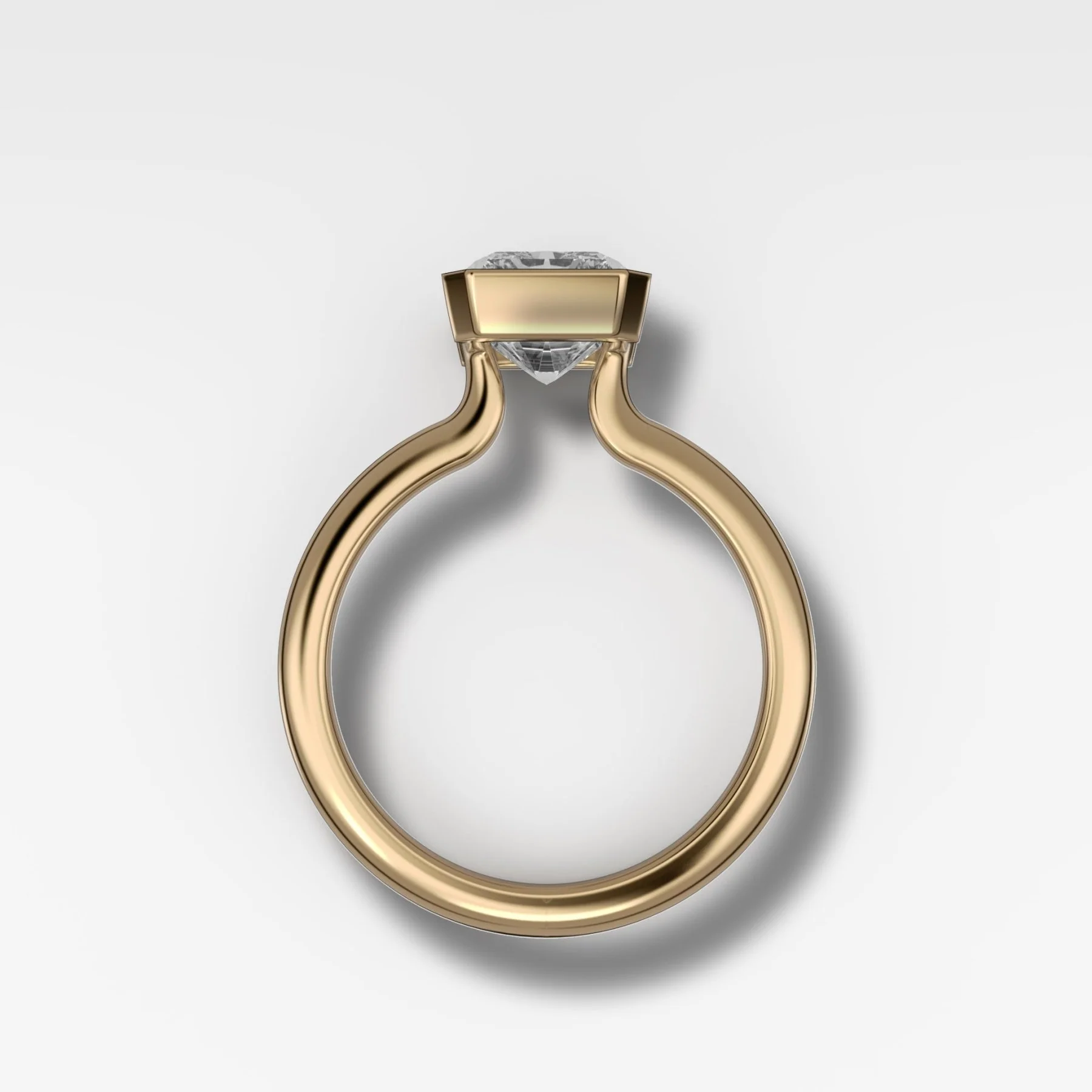 North South Half Bezel Solitaire Engagement Ring with 3.09ct Lab Grown Elongated Radiant Cut Diamond - Image 3